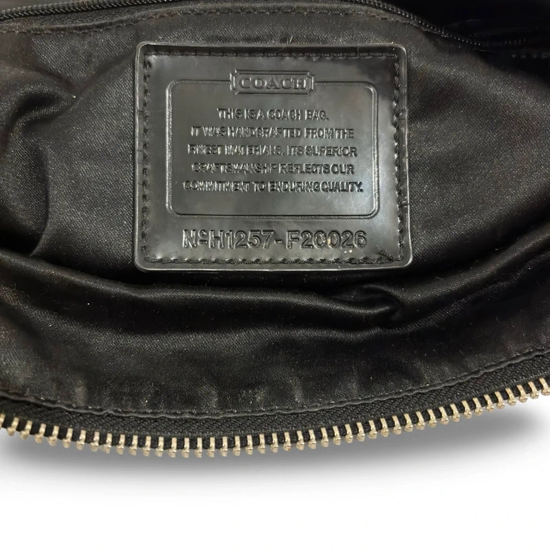 Coach Black ‘Poppy Daisy’ Signature Canvas & Patent Leather Large Vintage Shoulder Bag