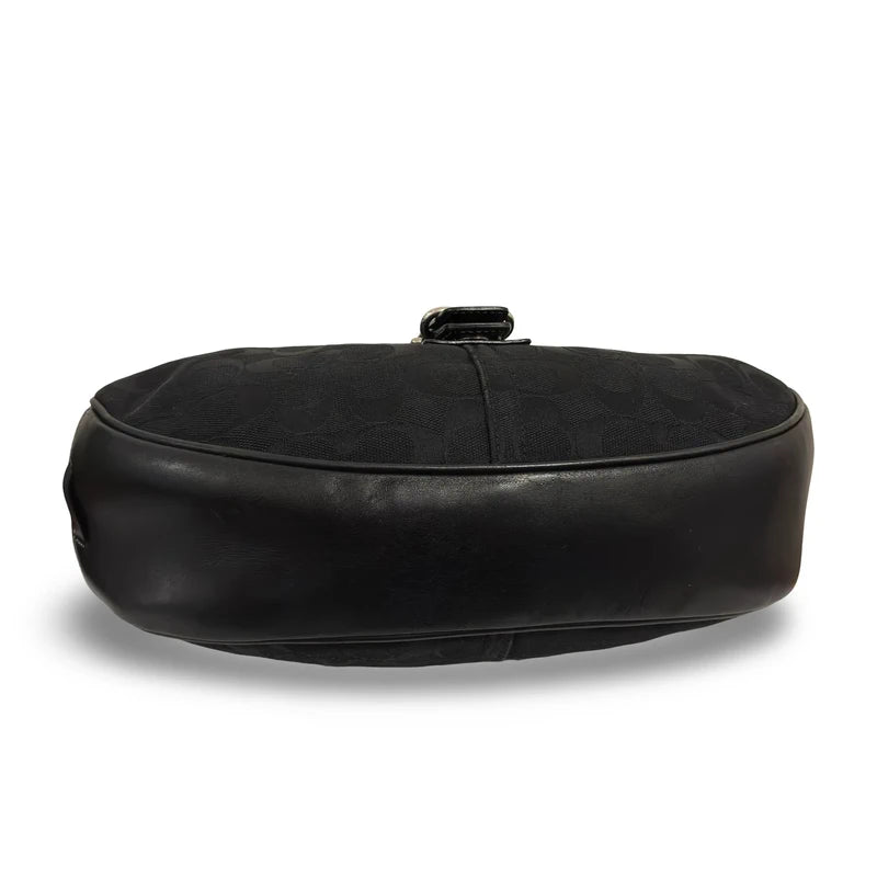 Coach Black Signature Soho Canvas & Leather Vintage Buckle Hobo Shoulder Bag