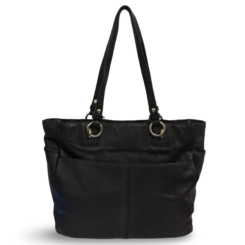 Coach Black Leather North South Gallery Vintage Tote Shoulder Bag