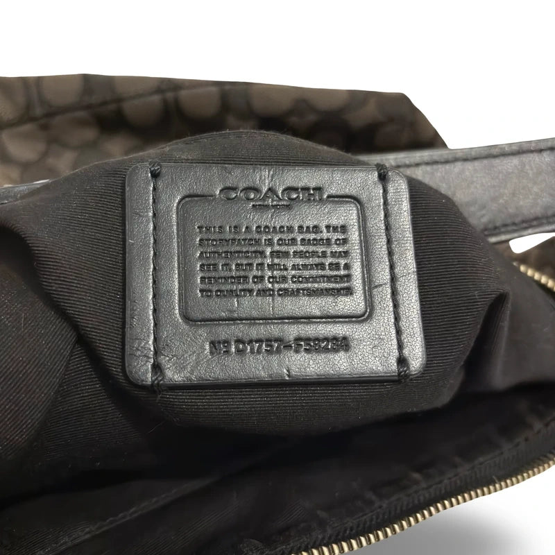 Coach ‘East West Celeste’ Black & Grey Canvas Leather Hobo Crossbody / Shoulder Bag