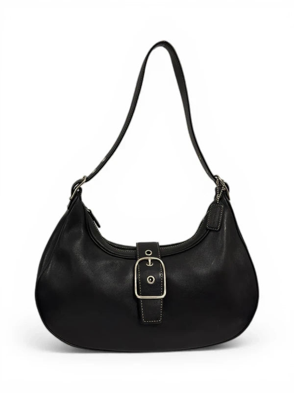 Coach Black Leather Buckle Hamptons Buckle Vintage Hobo Shoulder Bag