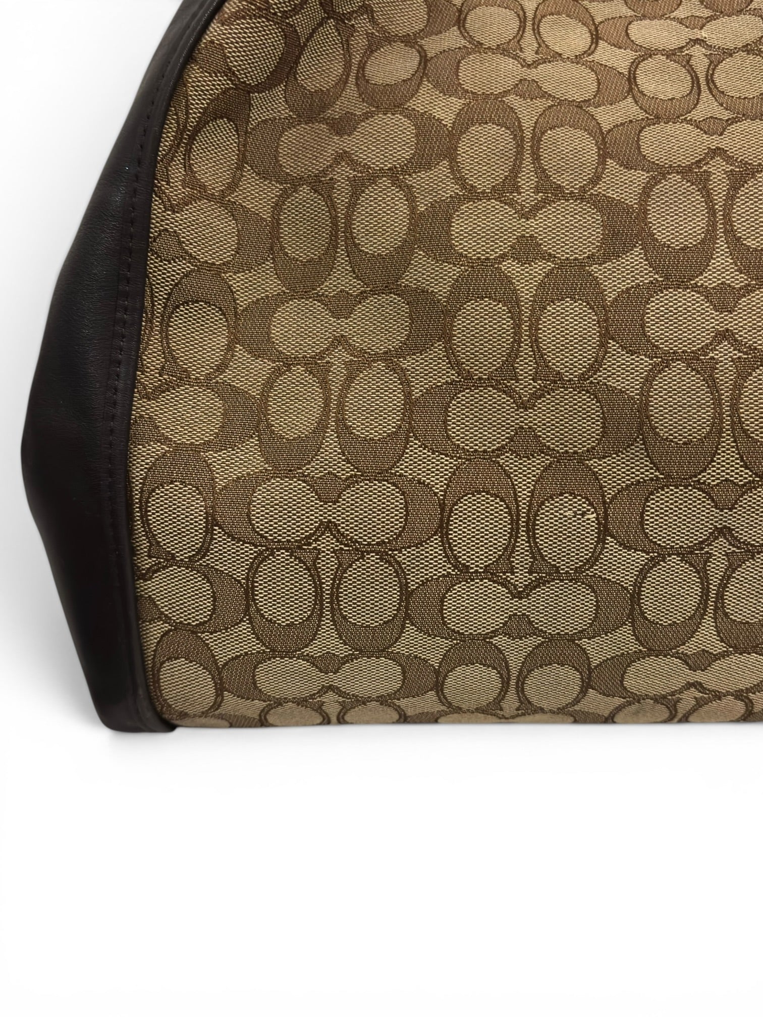 Coach Edie 31 Brown / Khaki Signature Canvas & Leather Large Vintage Hobo Shoulder Bag