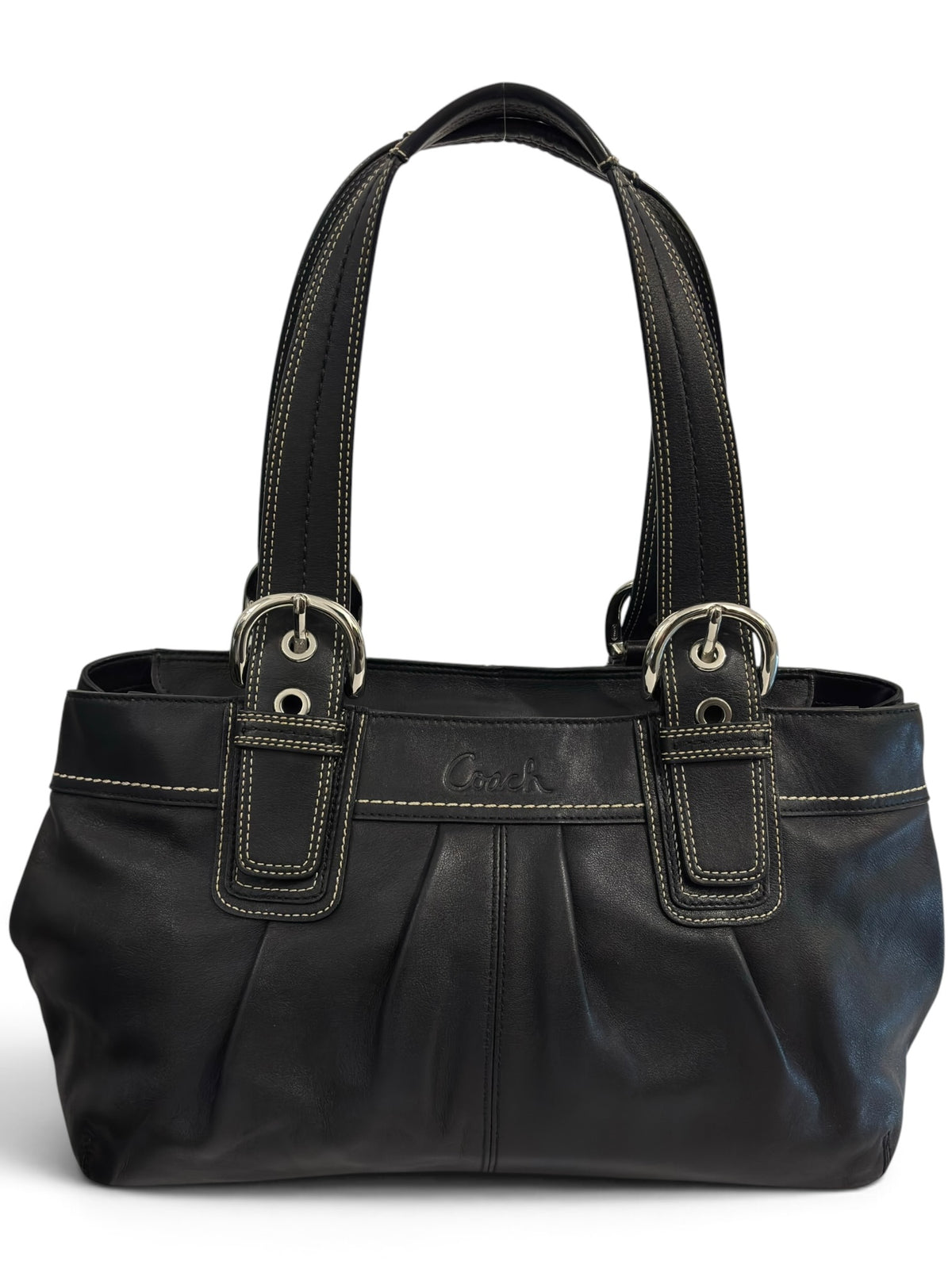 Vintage Coach Soho Bag F13732 Pleated Black Leather Tote