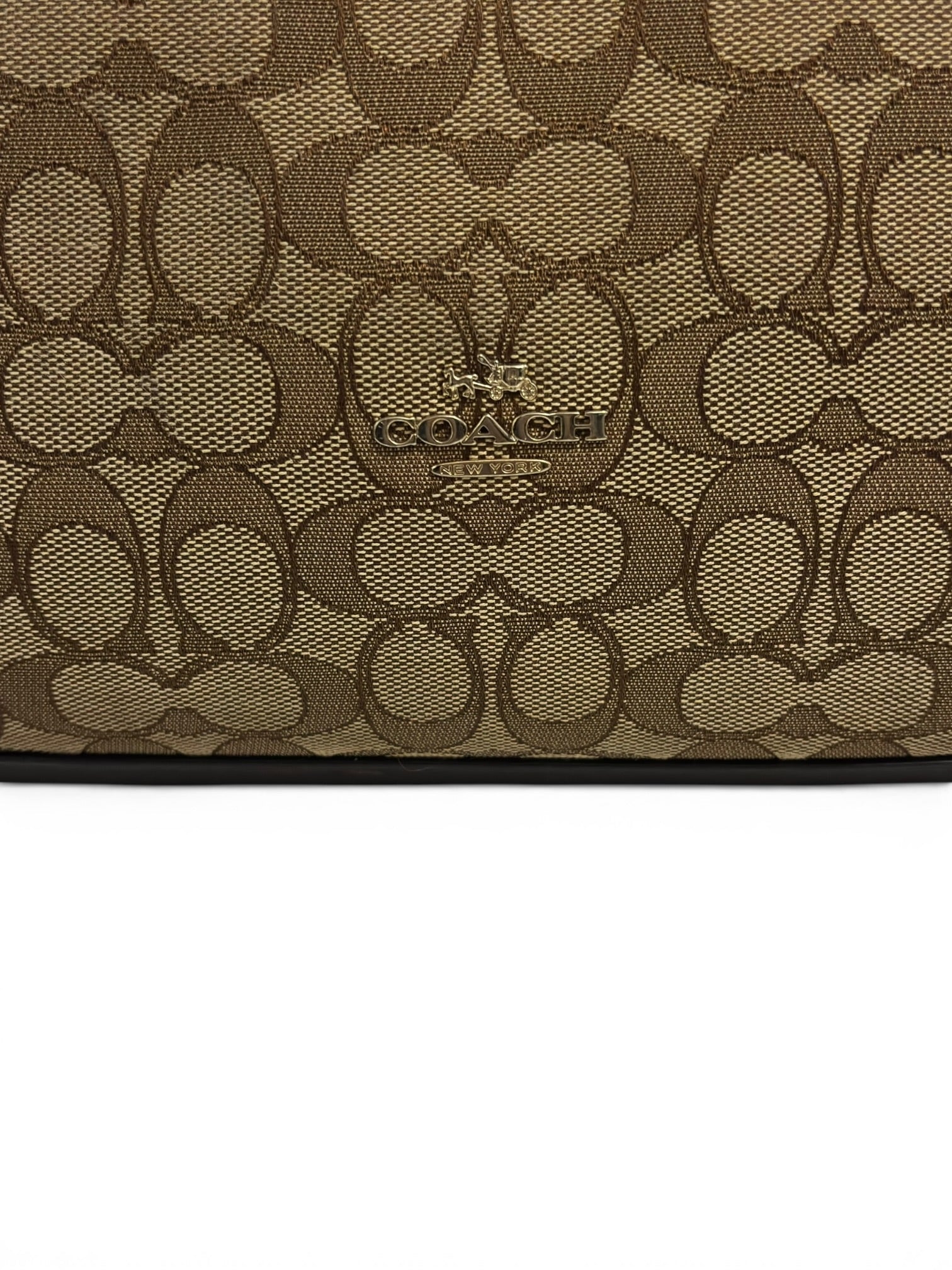 Coach Edie 31 Brown / Khaki Signature Canvas & Leather Large Vintage Hobo Shoulder Bag