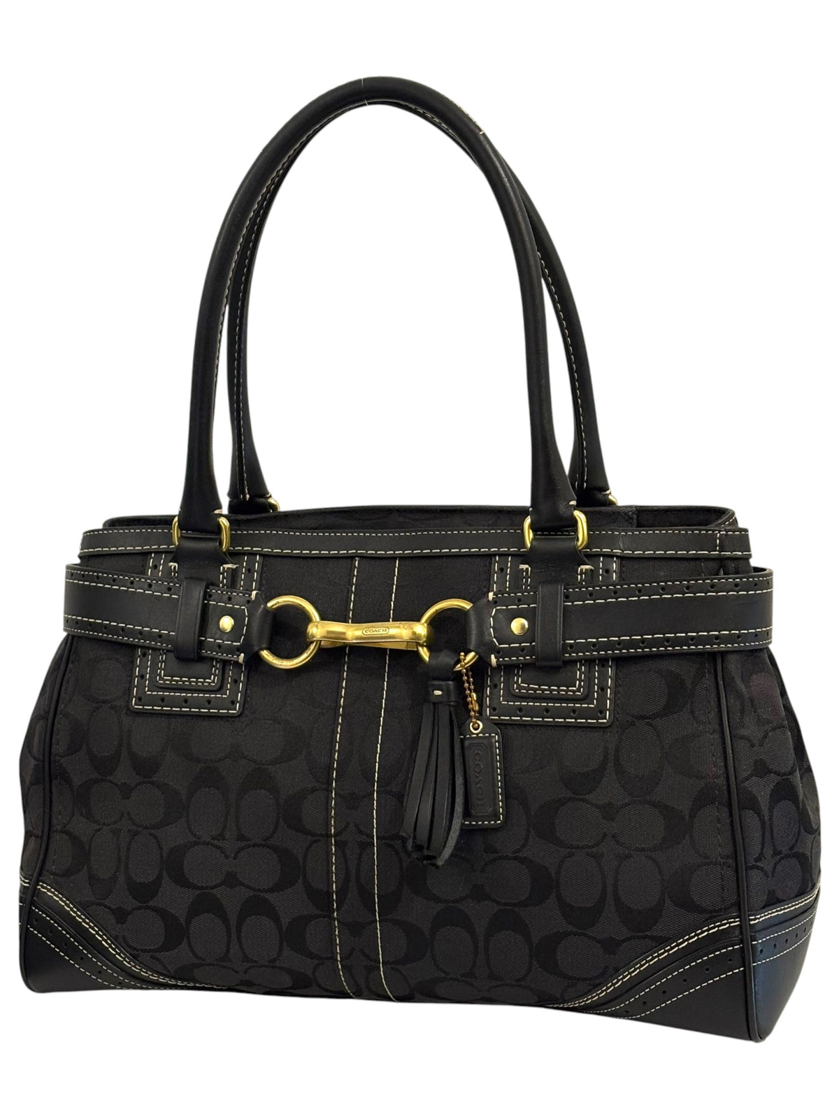 Vintage Coach Hamptons Bag Signature Black Horsebit Tote