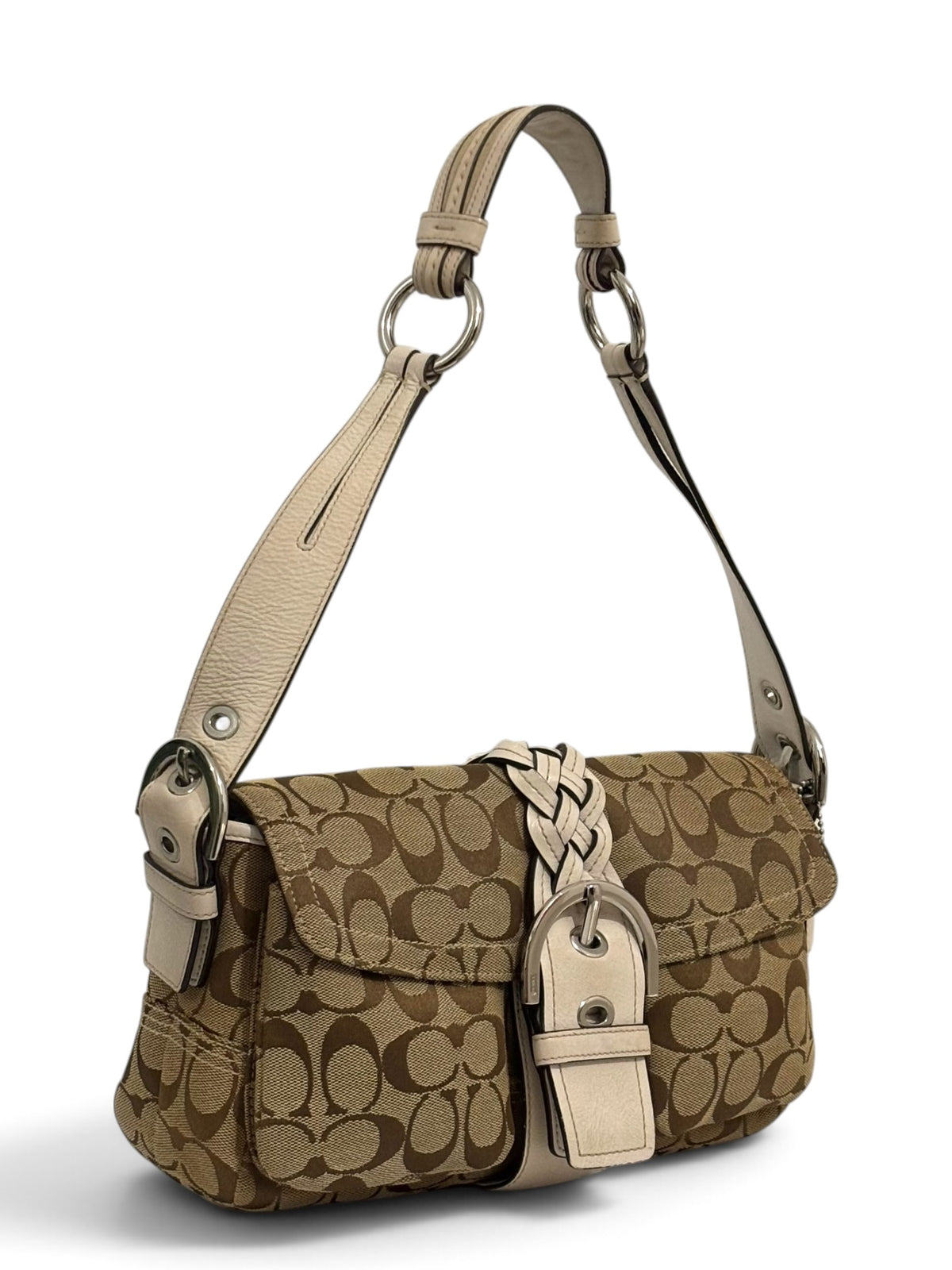 Vintage Coach Soho 6314 White Braided Leather Shoulder Bag
