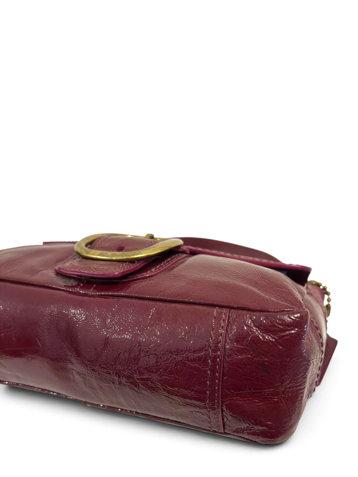 Vintage Coach Soho Bag Bleecker 12372 In Patent Leather Burgundy