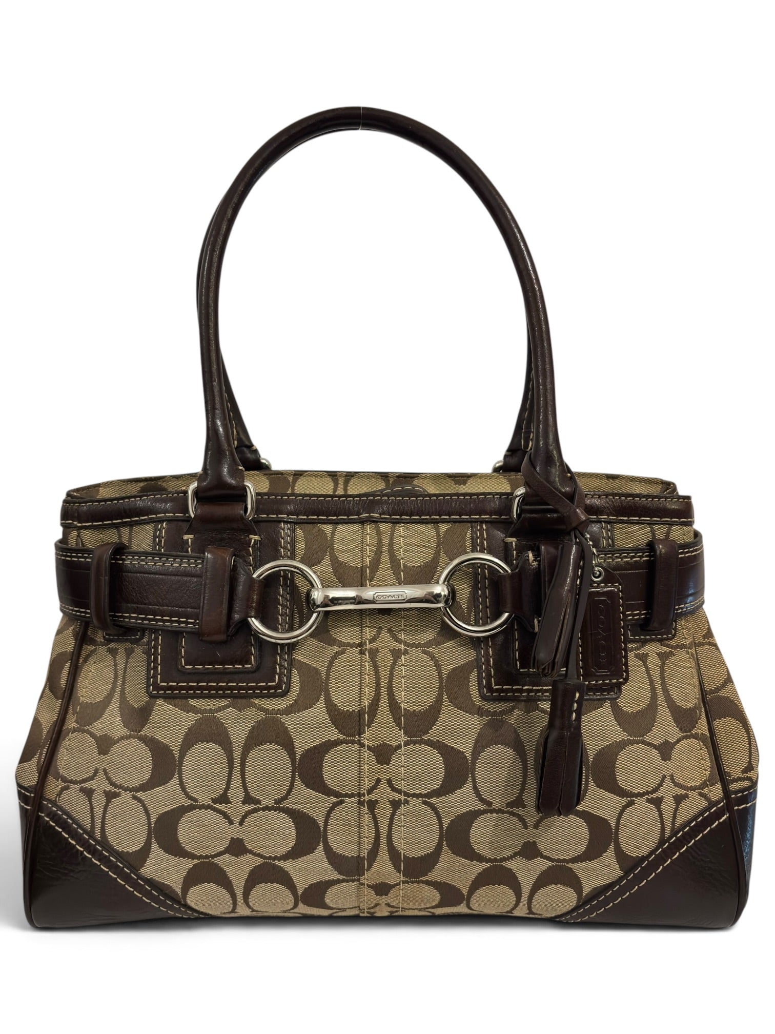 Vintage Coach Hamptons Signature Tote Bag Brown
Canvas & Leather Shoulder Bag F10245