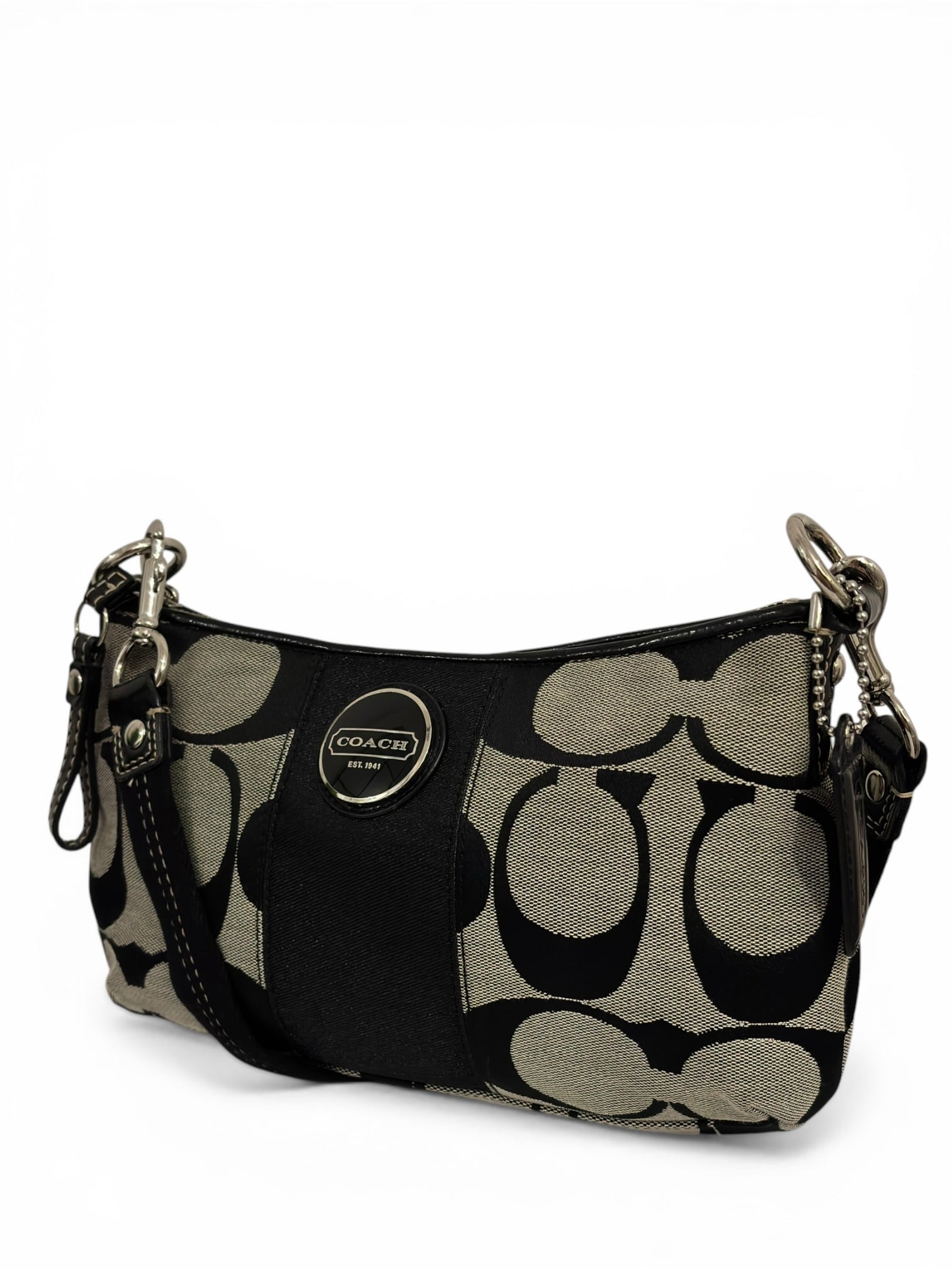 Coach Demi Black & Grey Canvas & Patent Leather
Crossbody / Shoulder Bag