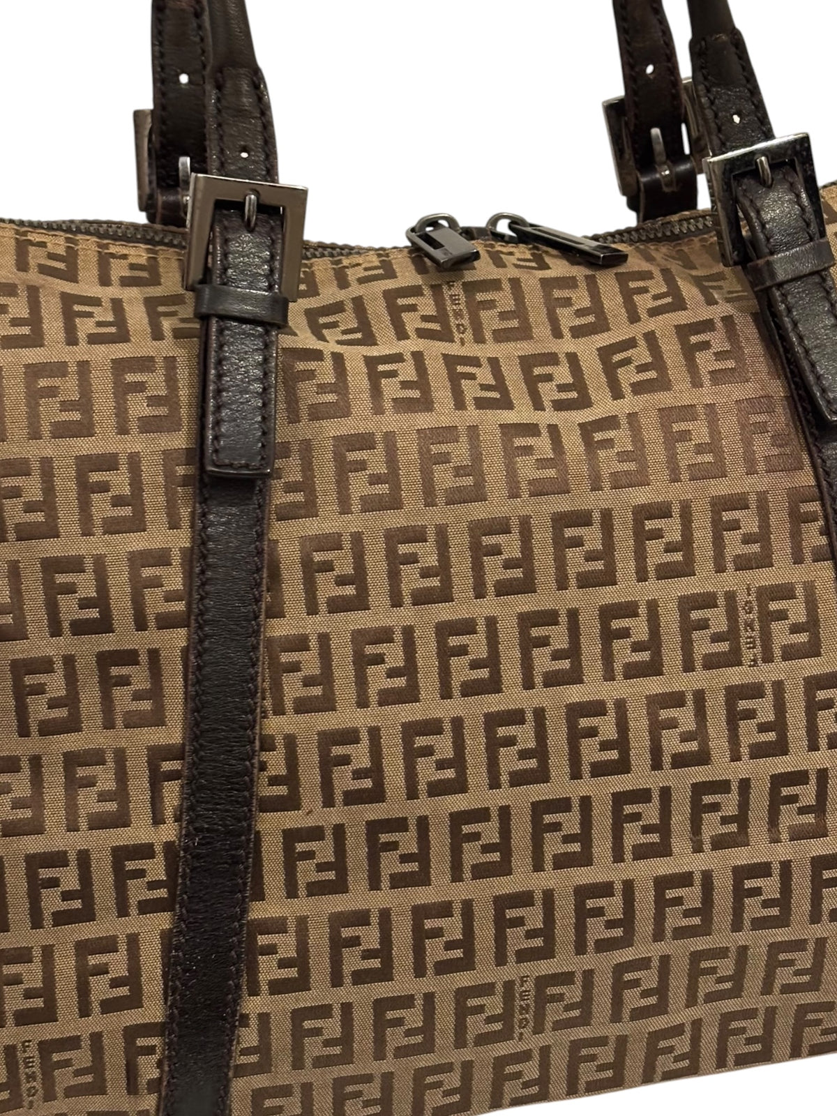 Vintage Fendi Zucca Bag FF Monogram Tote In Brown