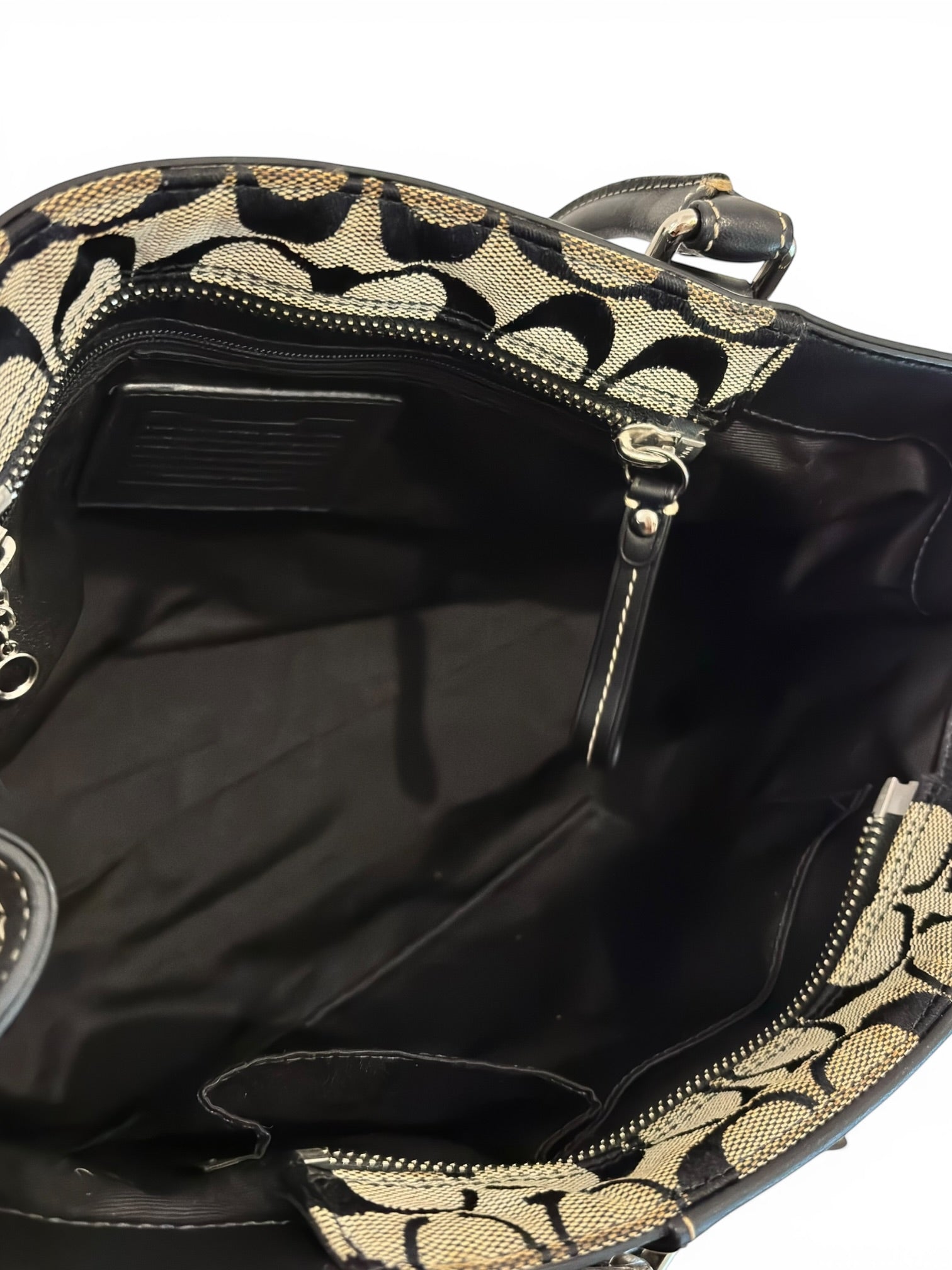 Coach Black & Grey Hampton Clip Braided Vintage Canvas & Leather Tote Shoulder Bag