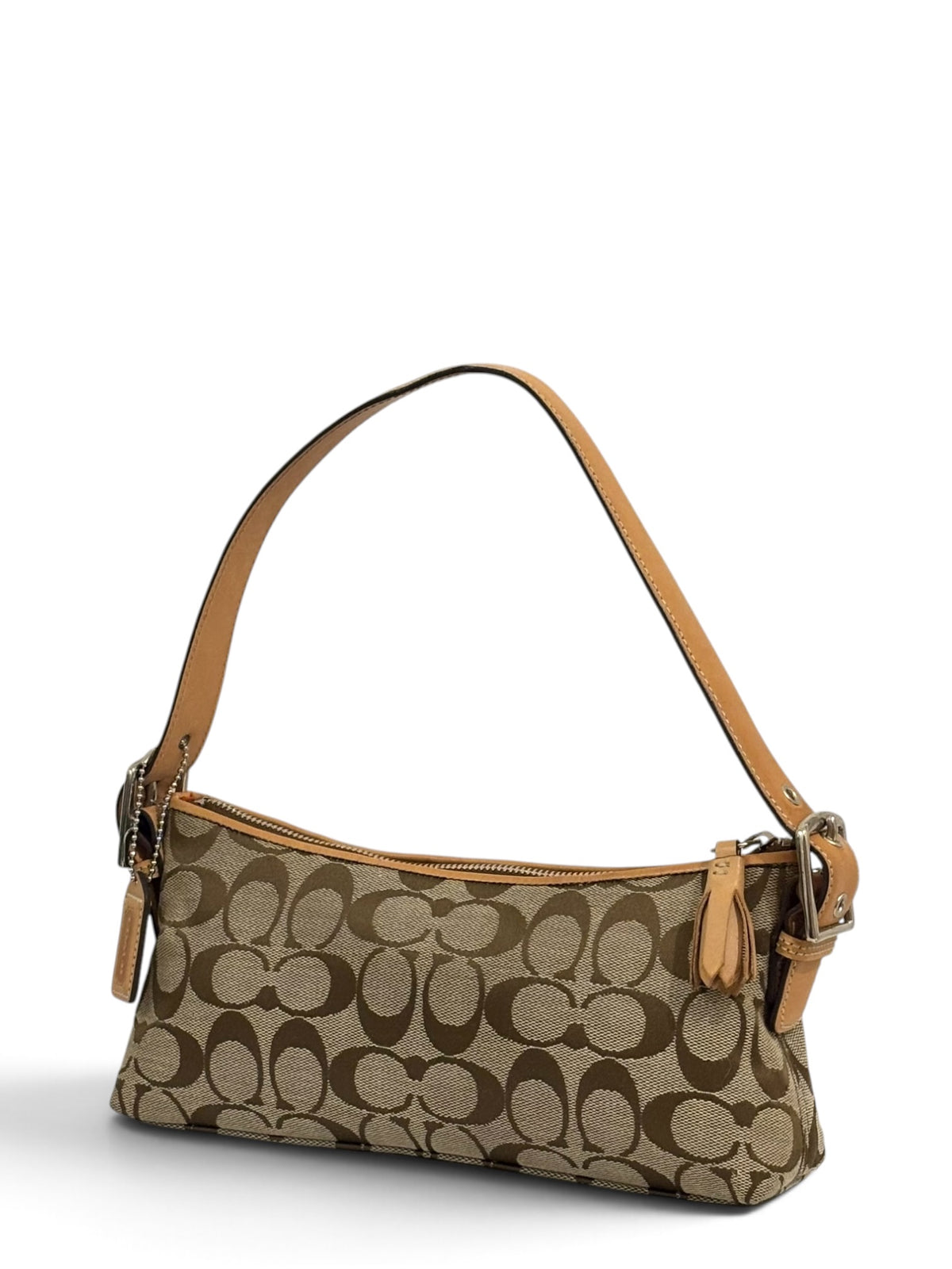 Vintage Coach Demi Baguette Bag 6371 East West In Signature Brown