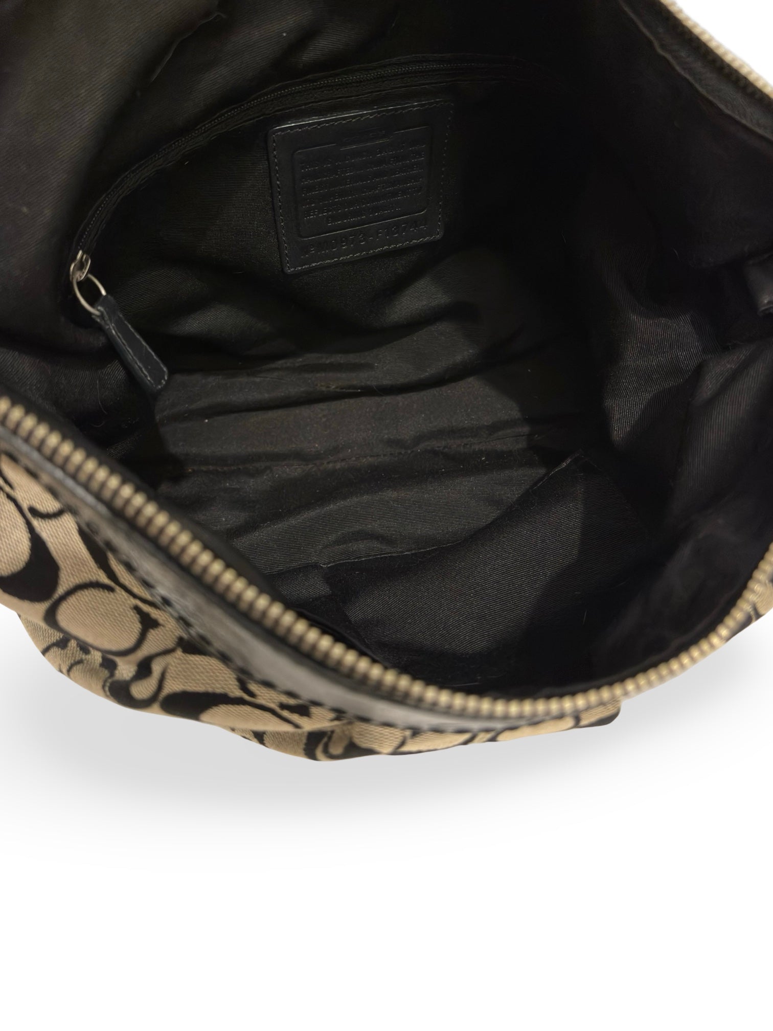 Coach Black & Grey Signature Canvas & Patent Leather Vintage Shoulder Bag