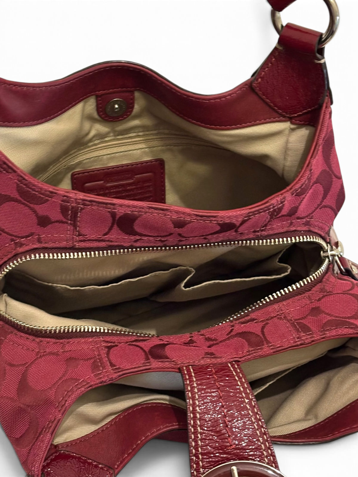 Vintage Coach Soho Lynn Bag F17094 In Burgundy Red Rare Colourway
