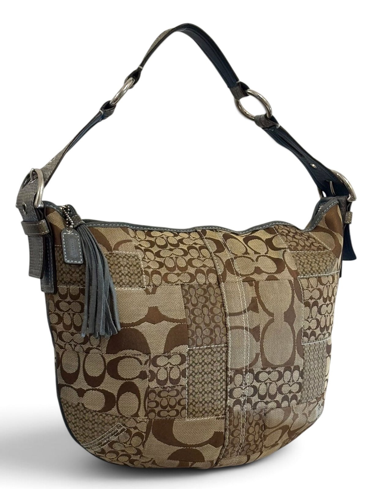 Vintage Coach Patchwork Bag 3688 Rare Blue Python Trim