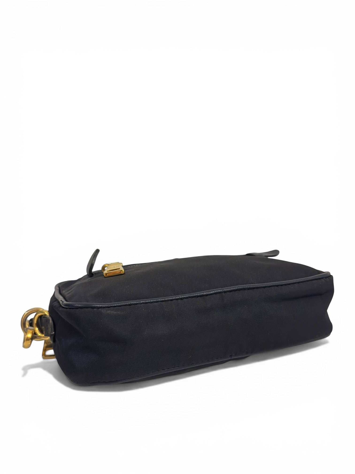 Prada Tessuto Navy Blue Nylon & Saffiano Leather Front Pocket Vintage Crossbody Camera Bag