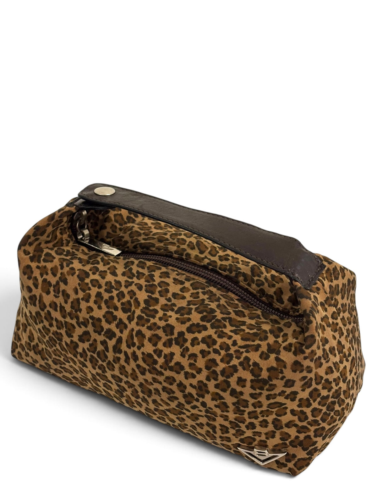 Vintage Bottega Veneta Bag Leopard Print Nylon Top Handle Vanity