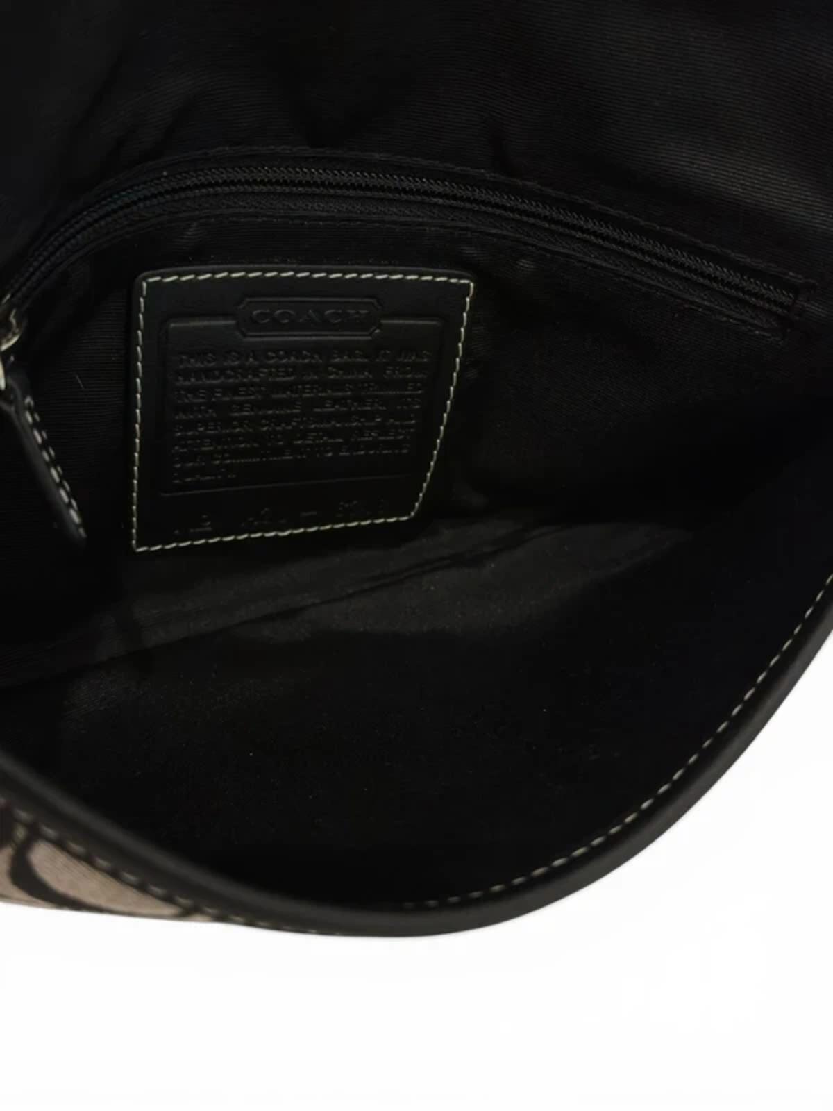 Coach Black & Grey Signature Hampton Clip Canvas & Leather 2000's Shoulder Bag