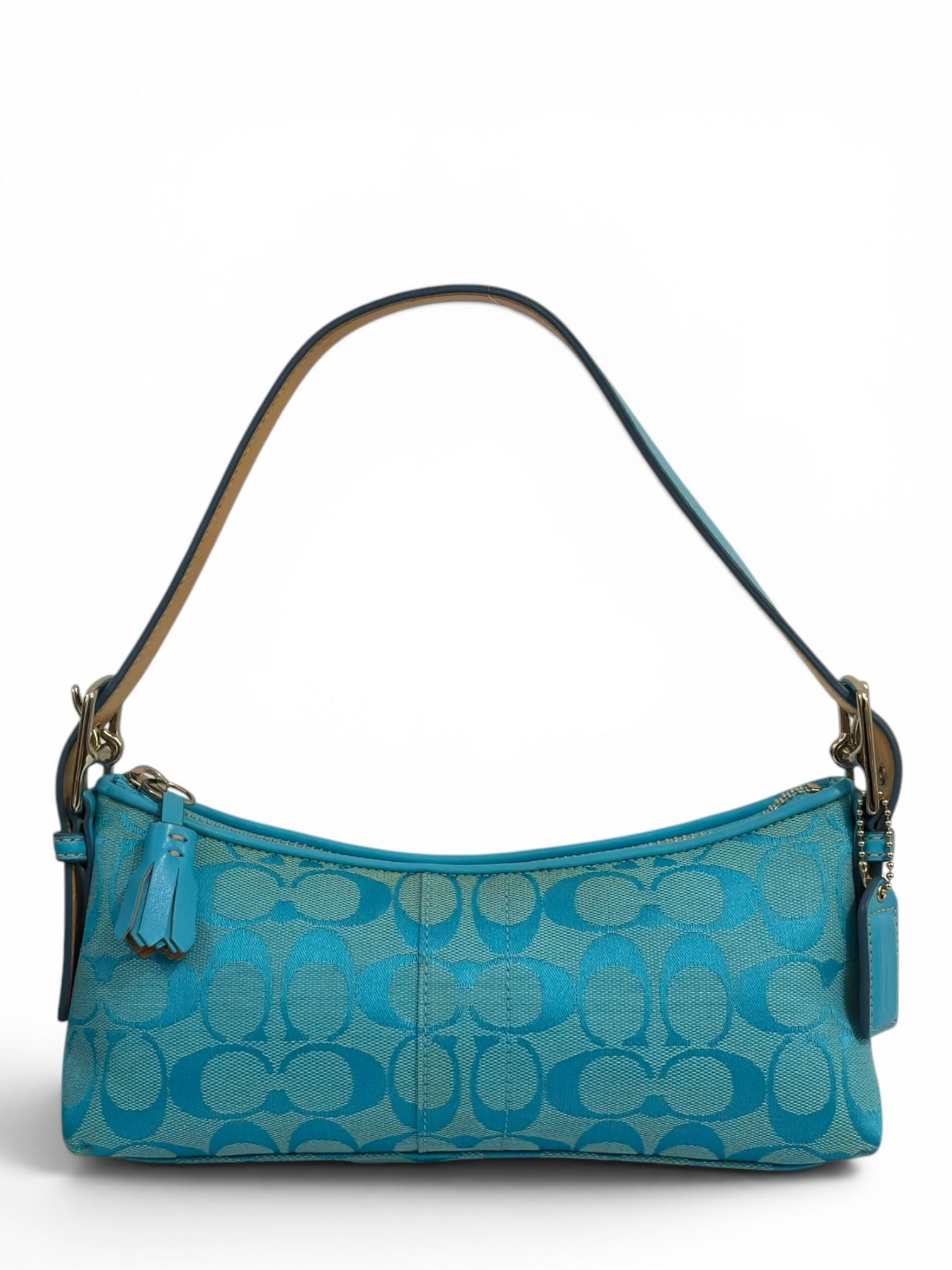 Coach Rare East West Blue Turquoise Signature
Baguette Vintage 6371 Shoulder Bag