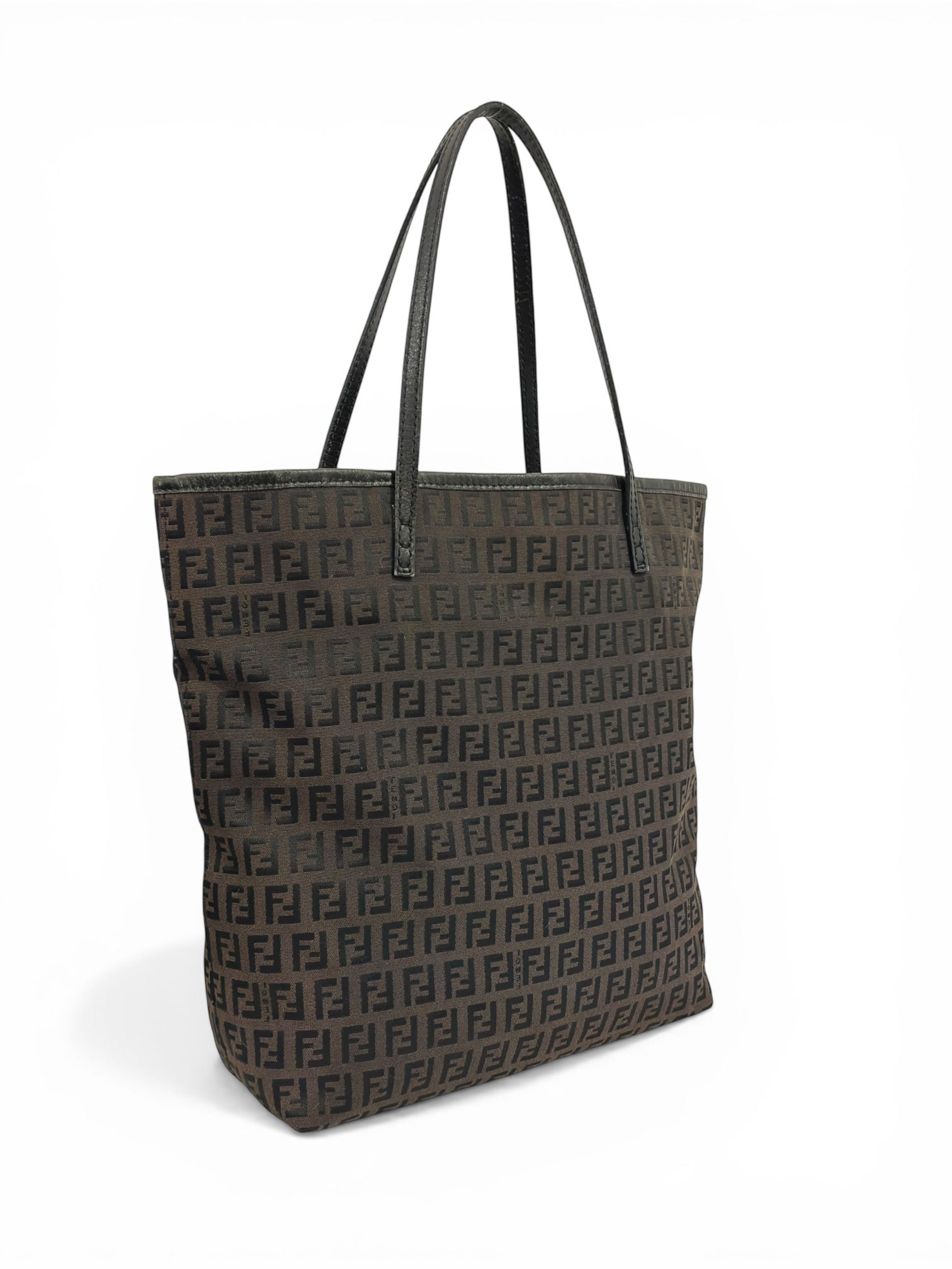 Fendi Brown Zucchino Signature Iconic Monogram Canvas & Leather Tote Shoulder Bag