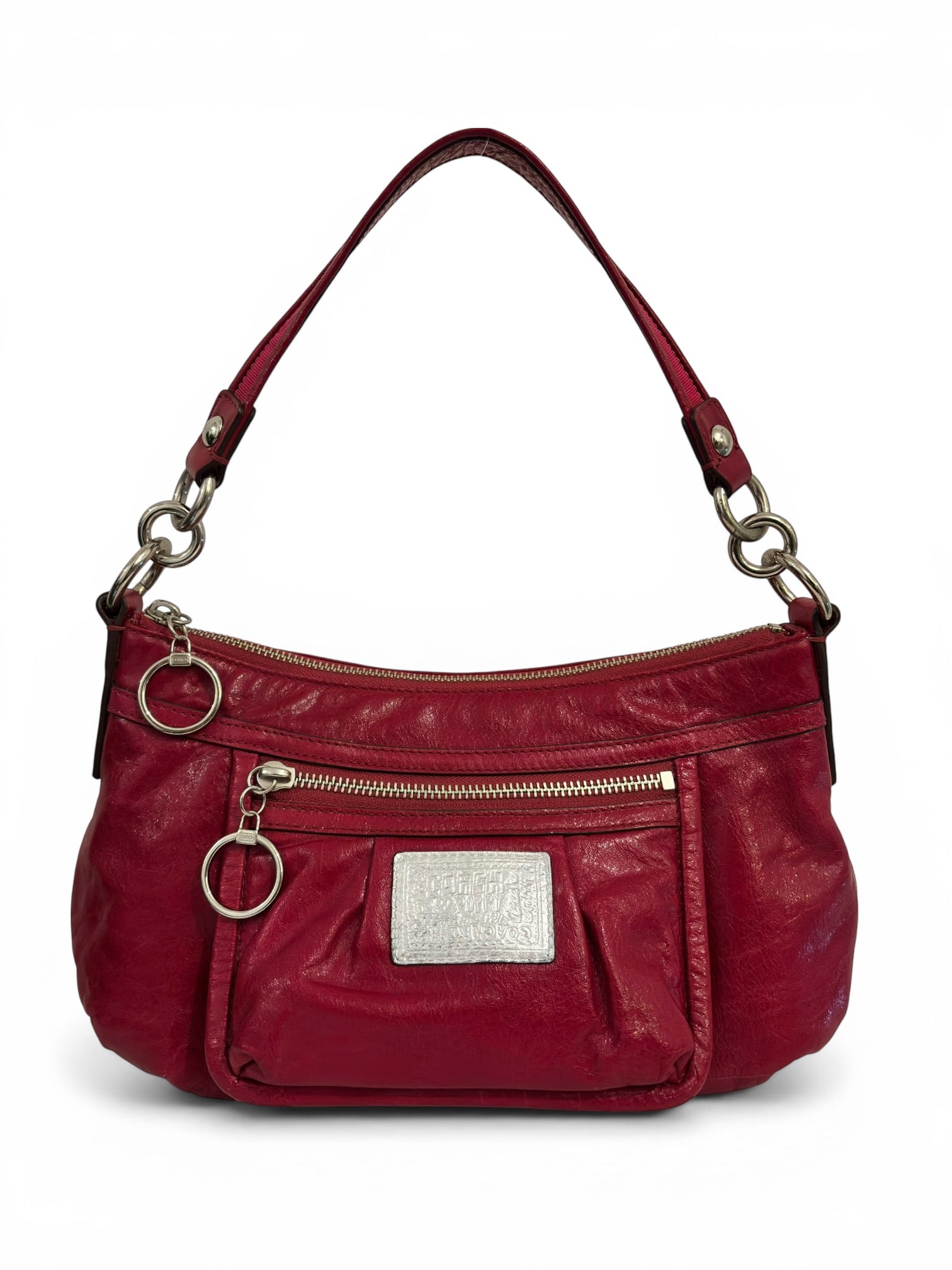 Coach 2000's Baguette Hot Pink Poppy Patent Leather Vintage Shoulder Bag