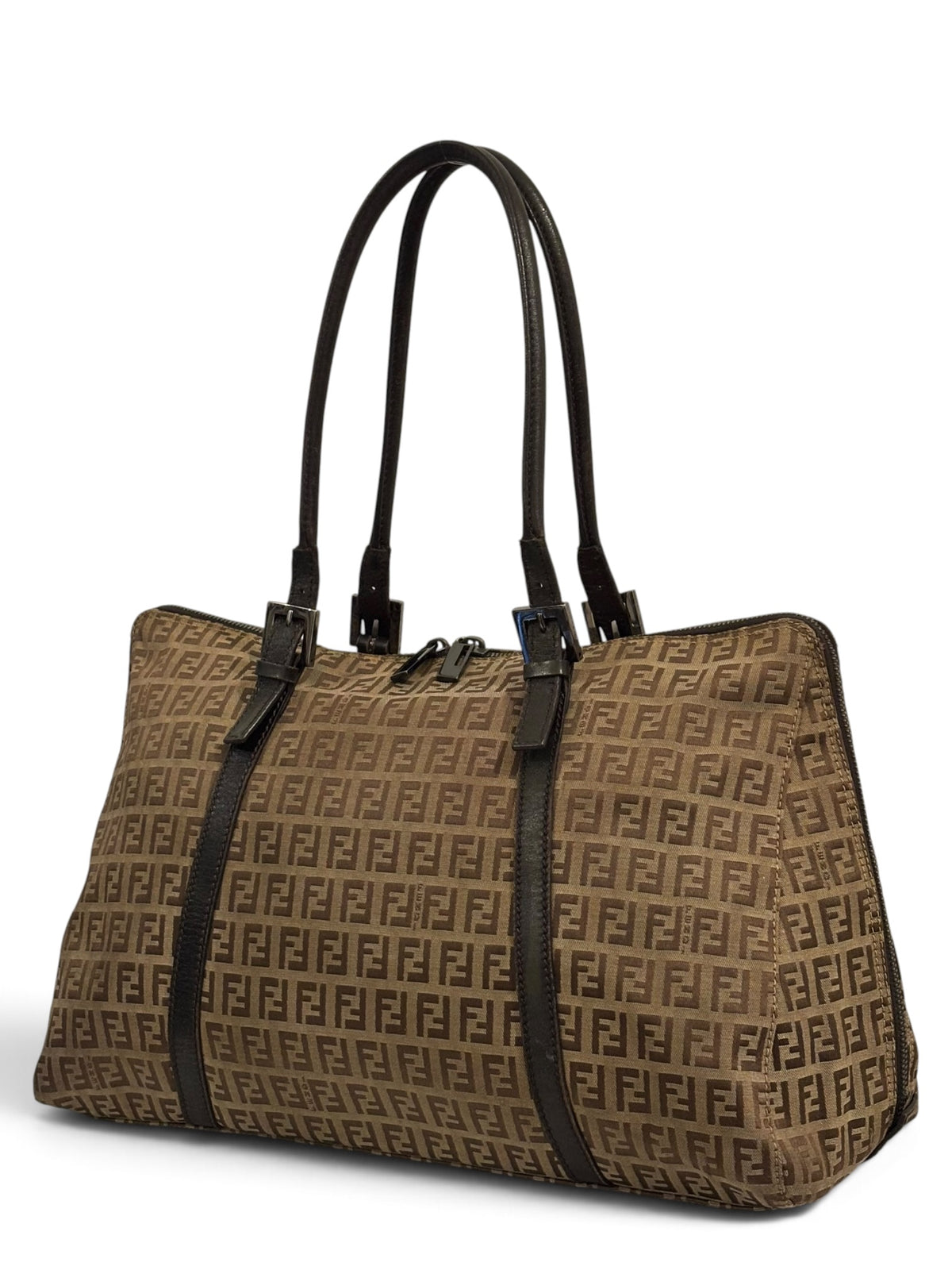 Vintage Fendi Zucca Bag FF Monogram Tote In Brown