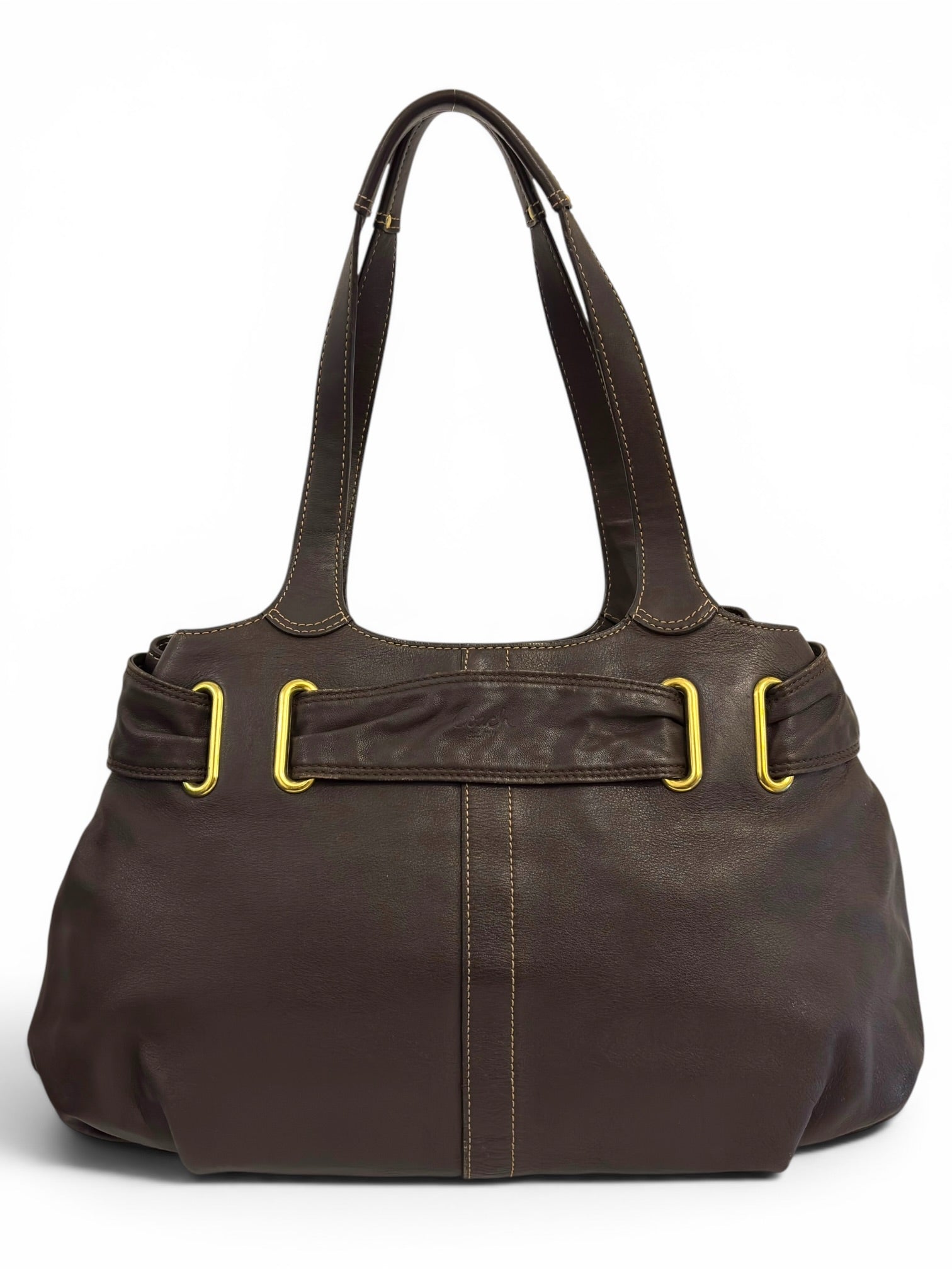Vintage Coach Dark Brown Leather Soho Buckle
Shoulder Tote Bag 13885