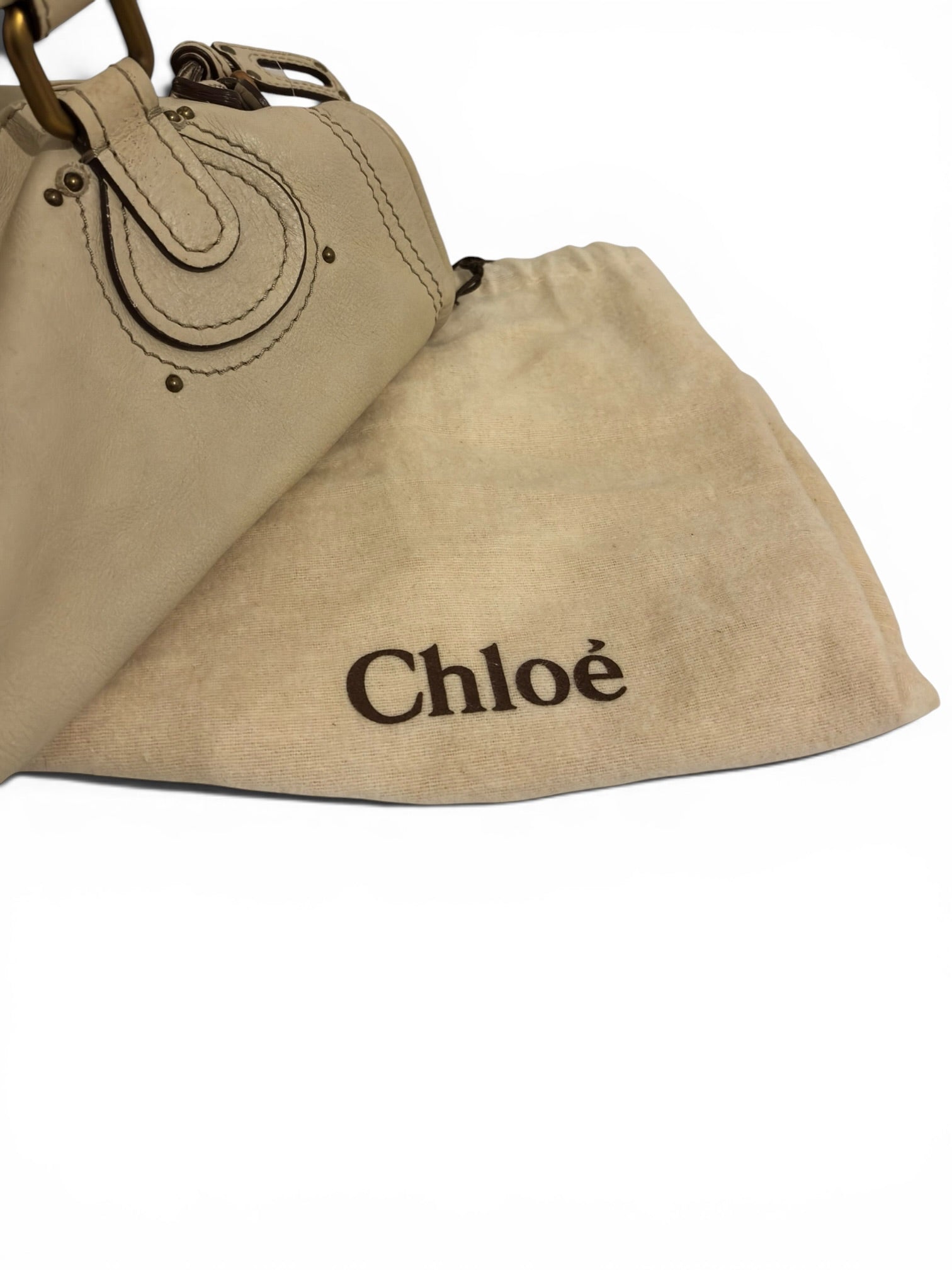 Chloe Beige / Cream Soft Leather Paddington Gold hardware Vintage Shoulder Bag