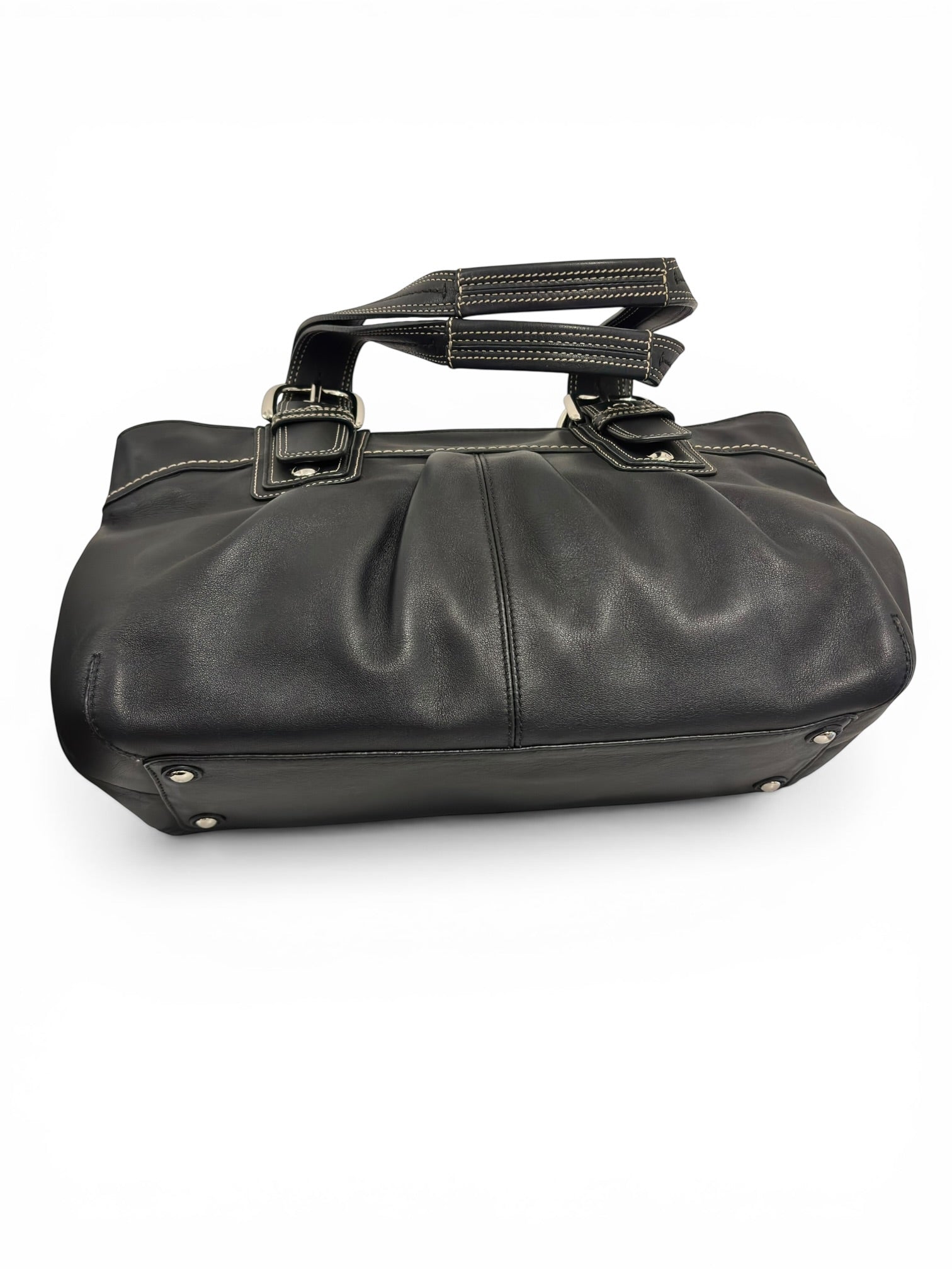 Coach Black Soft Leather Soho Buckle Pleated Large Tote Shoulder Bag