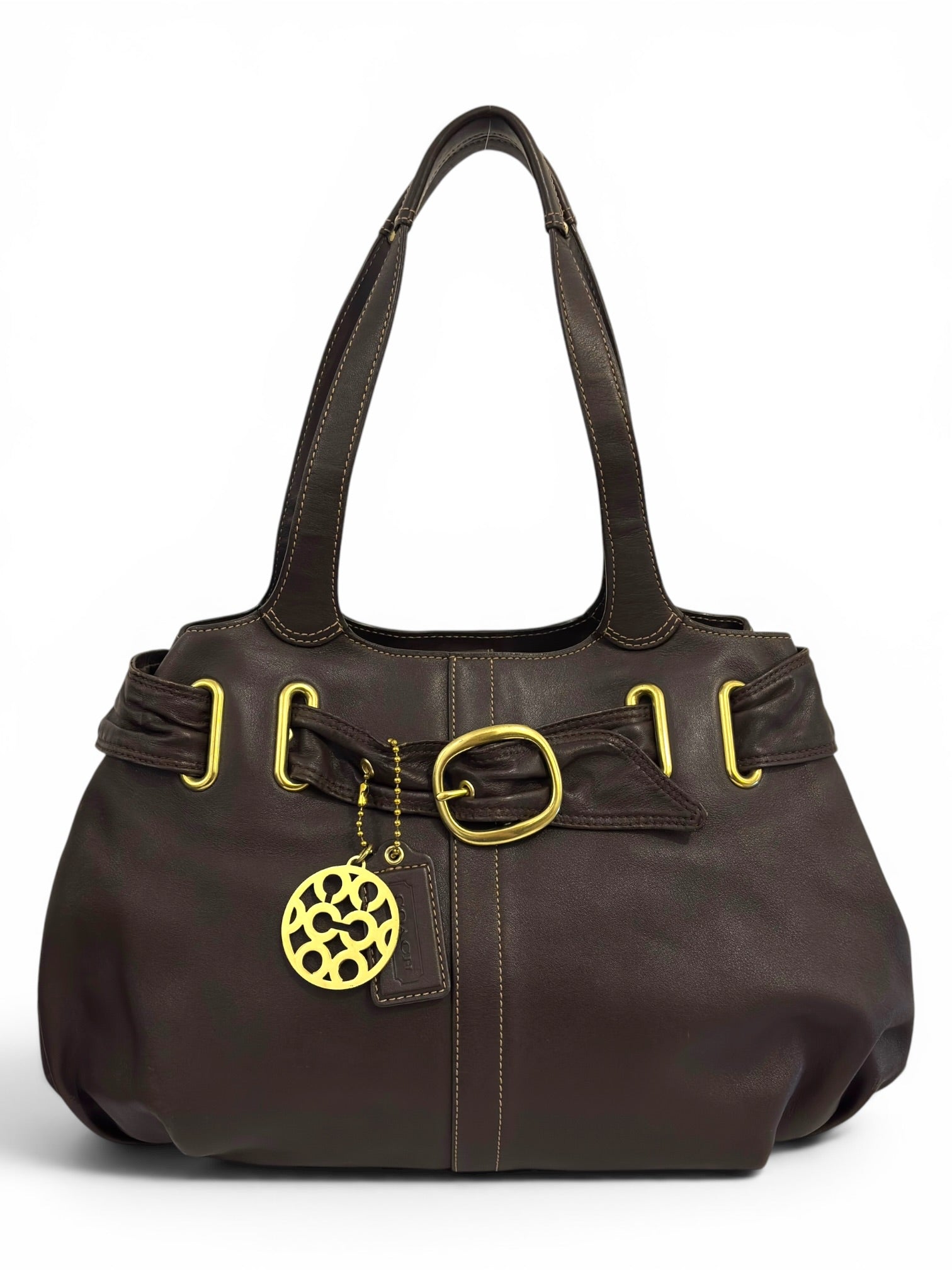 Vintage Coach Dark Brown Leather Soho Buckle
Shoulder Tote Bag 13885