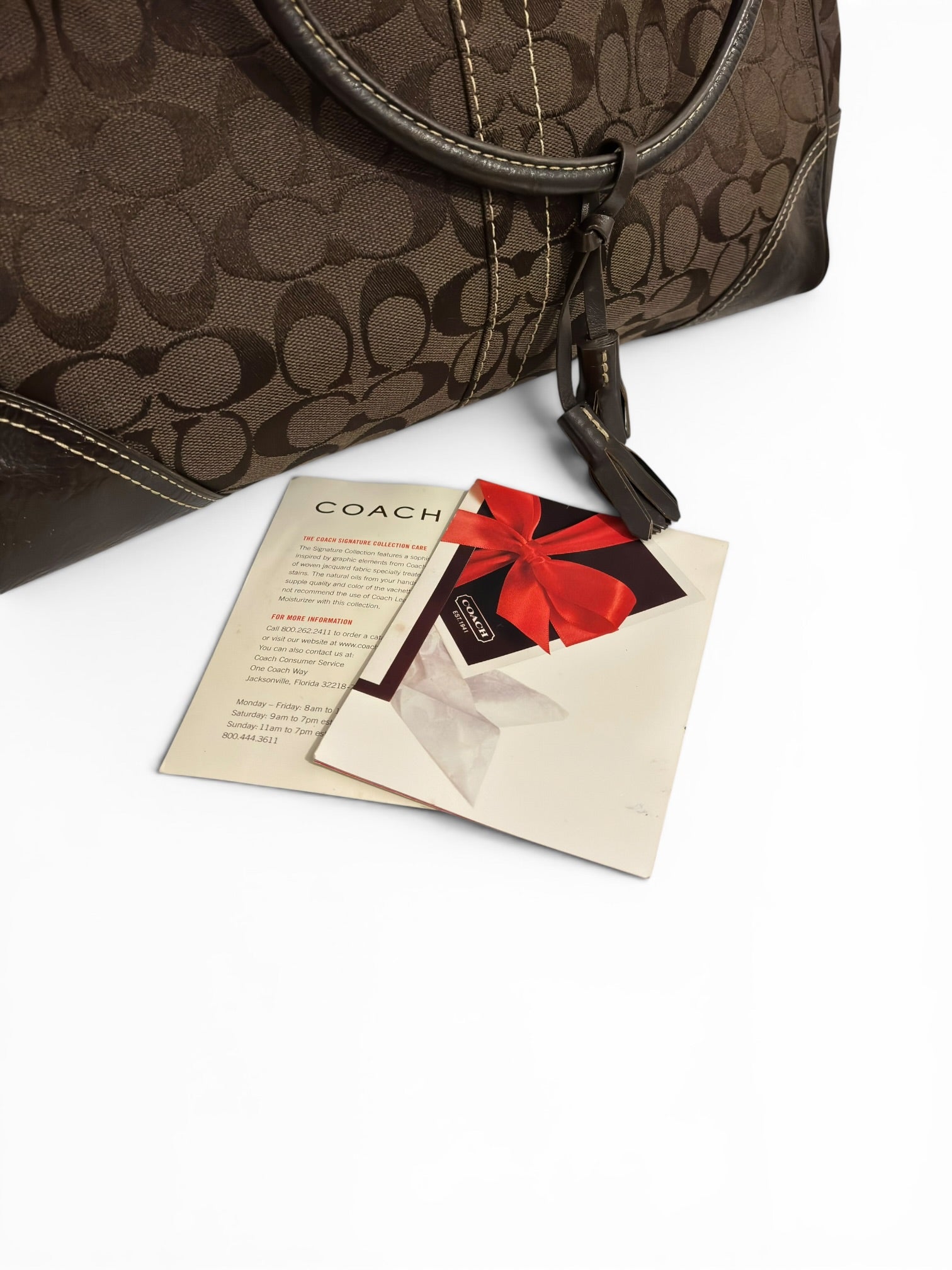 Coach Chocolate Brown Hamptons Signature Canvas & Leather Large Vintage Clip Tote Shoulder Bag