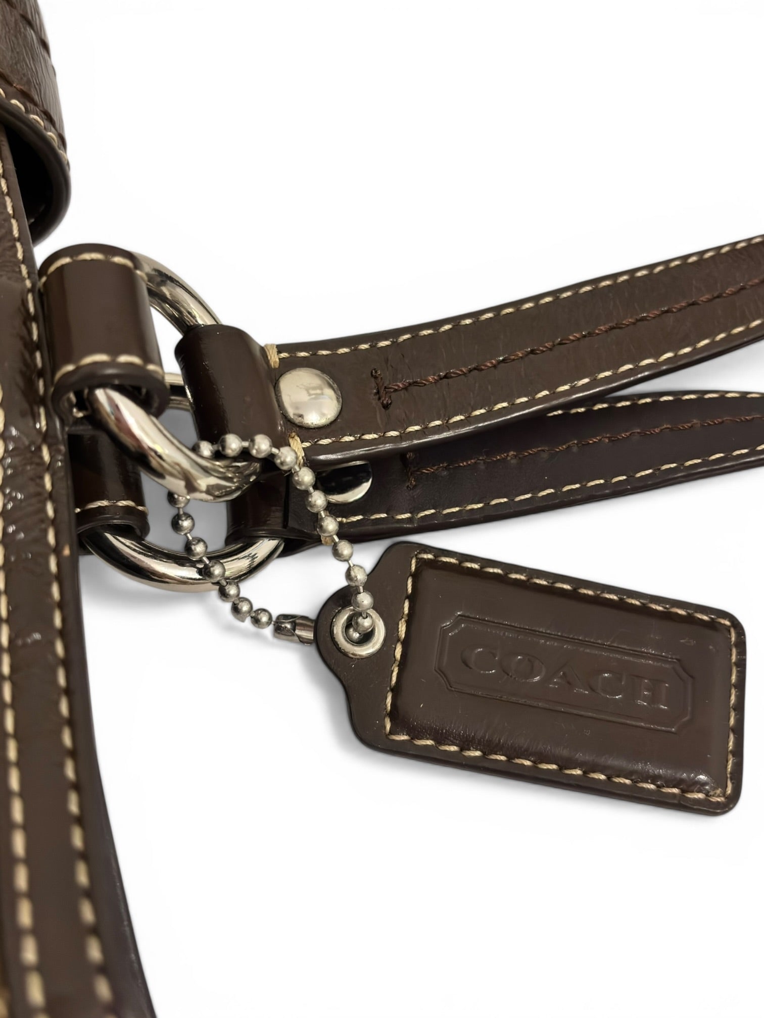Coach Brown Signature Soho Buckle Canvas & Patent Leather Vintage Shoulder Bag