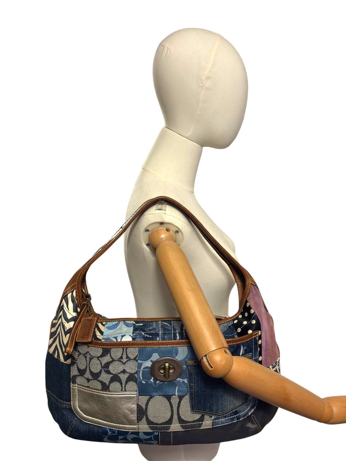 Vintage Coach Patchwork Bag 10809 Denim Ergo In XL