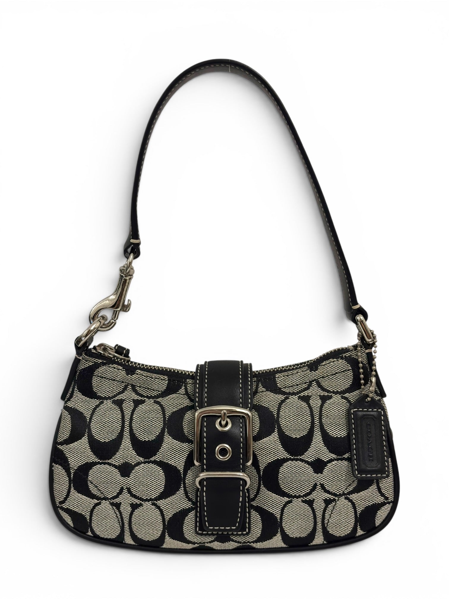Coach Black & Grey Mini Soho Demi Canvas & Leather Vintage Hobo Shoulder Bag
