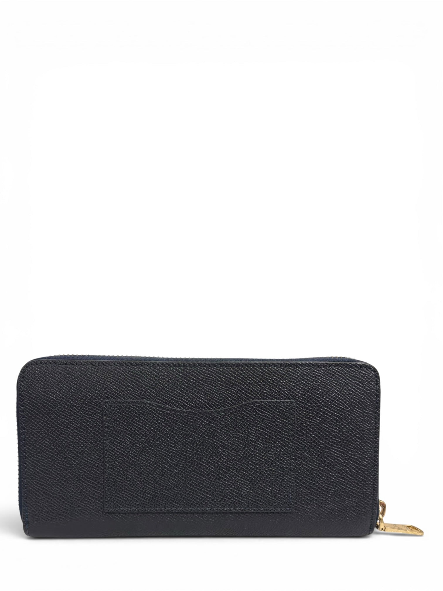 Coach (New - Boxed) Accordion Zip Wallet Midnight Blue Navy Crossgrain Leather Gold Hardware Purse