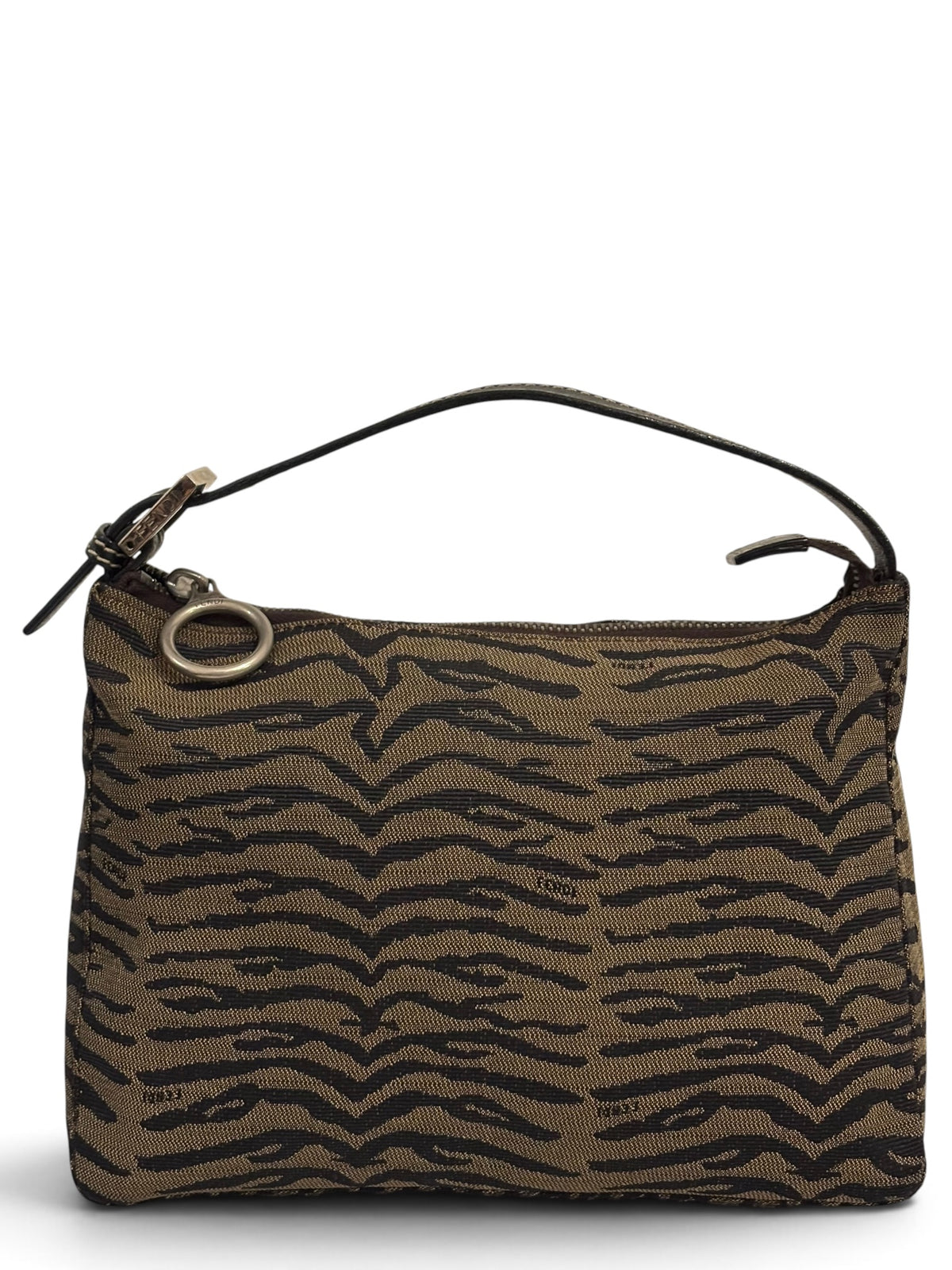 Vintage Fendi Animal Print Bag In Brown Signature Canvas