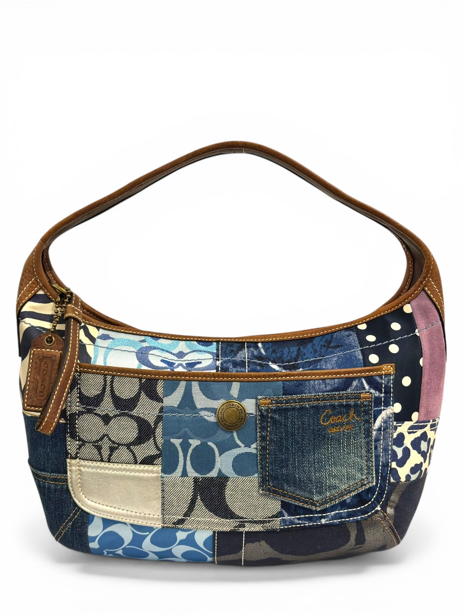Coach Denim Ergo Patchwork Blue Purple Canvas
Leather Hobo Shoulder Bag