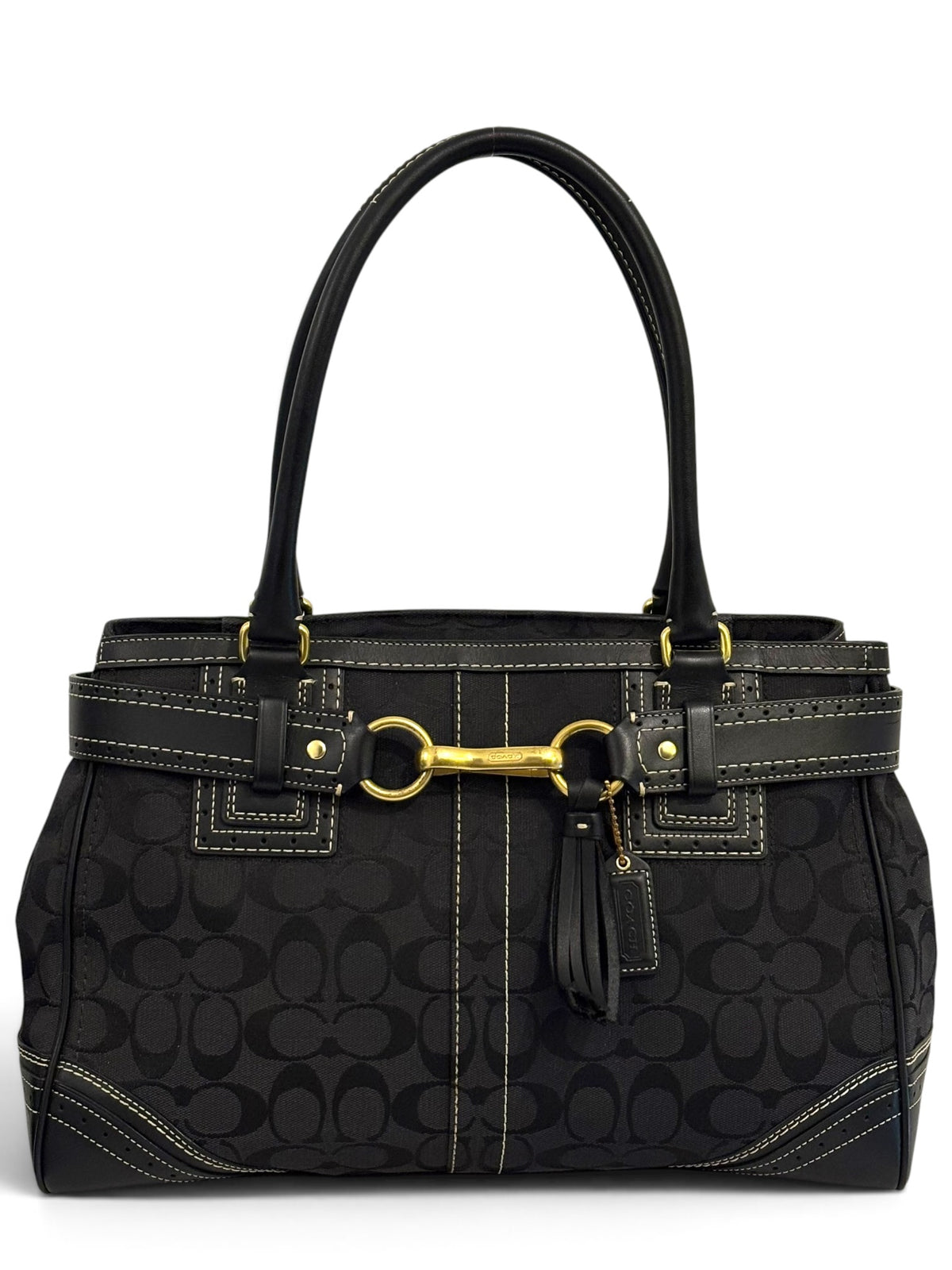 Vintage Coach Hamptons Bag Signature Black Horsebit Tote