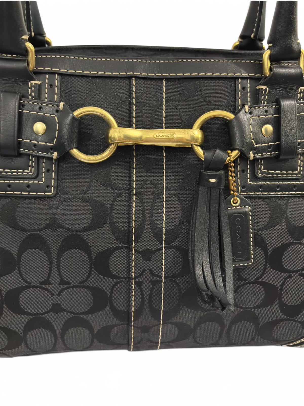 Vintage Coach Hamptons Bag Signature Black Horsebit Tote