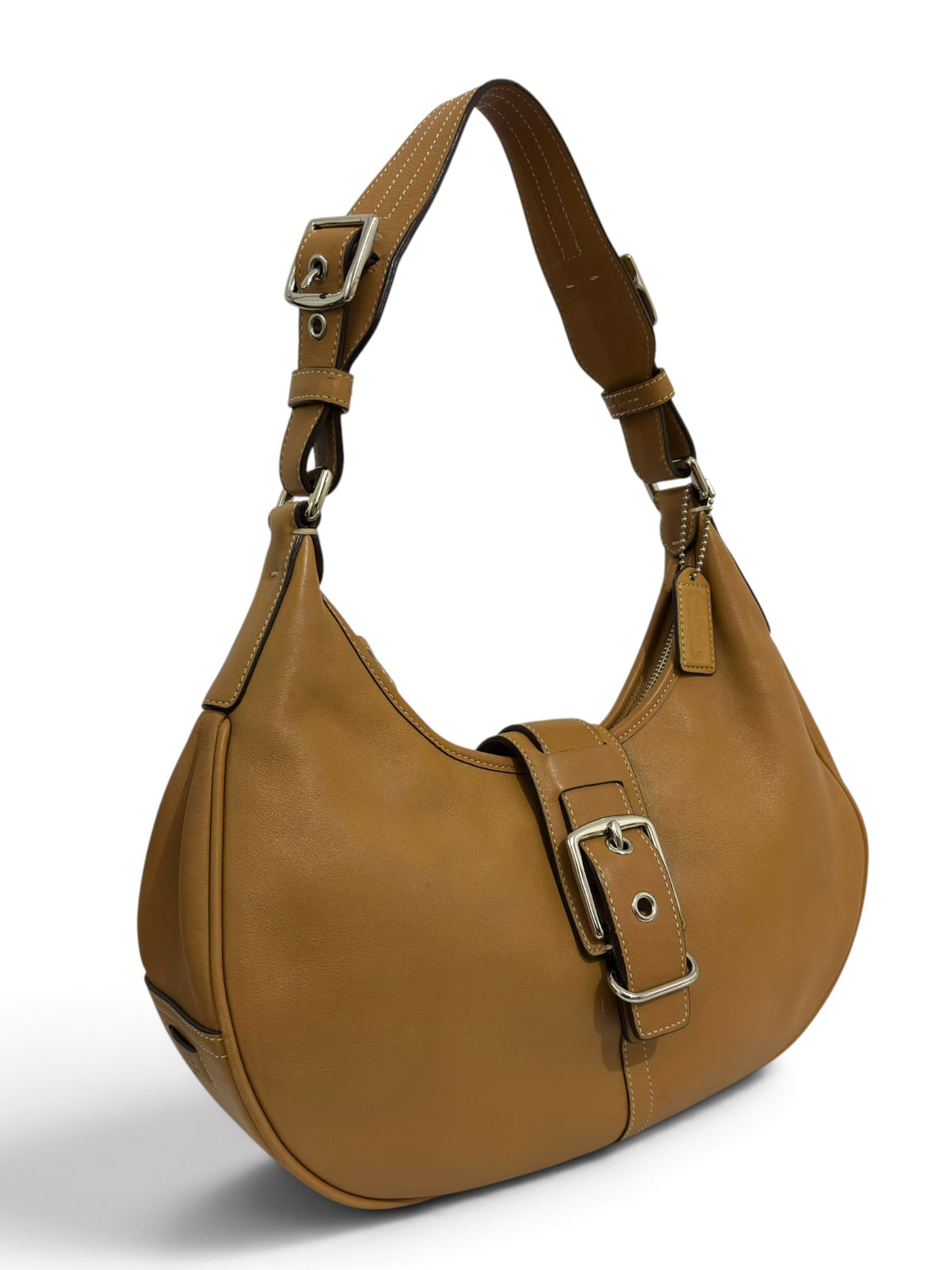 Vintage Coach Hamptons Bag 7548 Crescent Hobo In Tan Leather