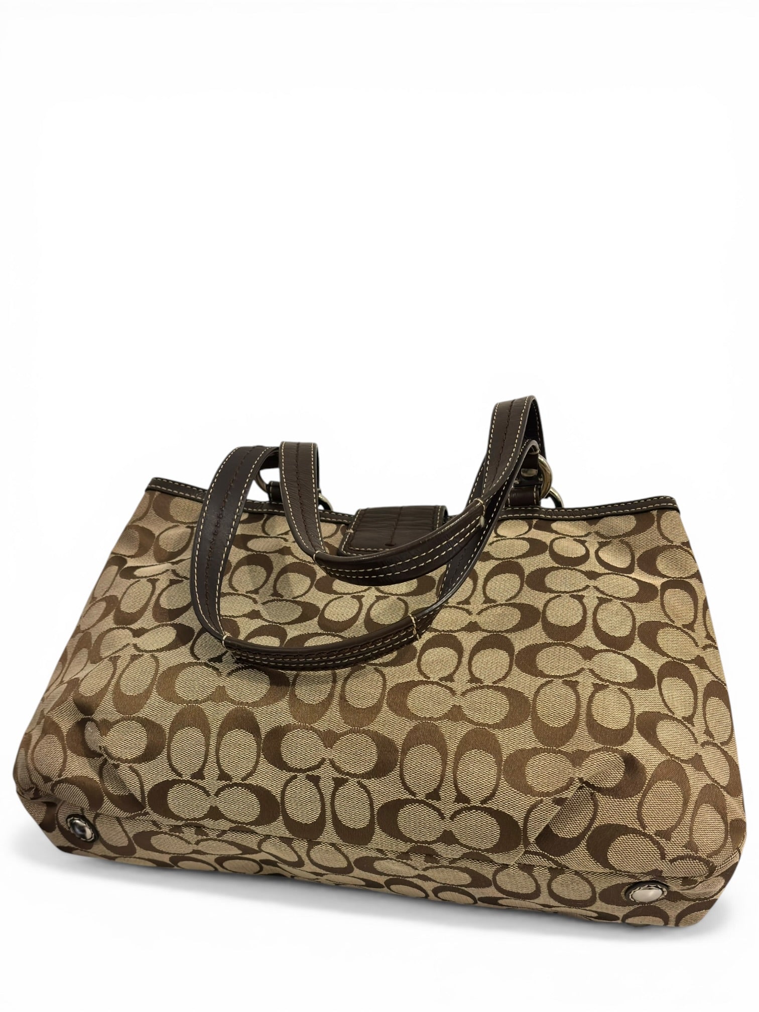 Coach Brown Signature Soho Buckle Canvas & Patent Leather Vintage Shoulder Bag