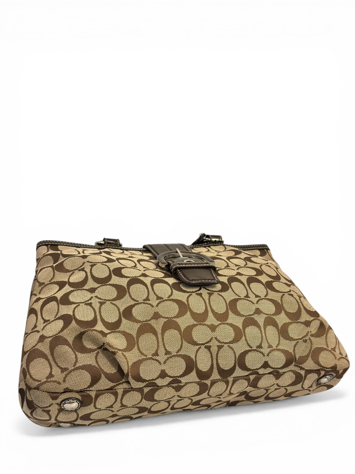 Coach Brown Signature Soho Buckle Canvas & Patent Leather Vintage Shoulder Bag