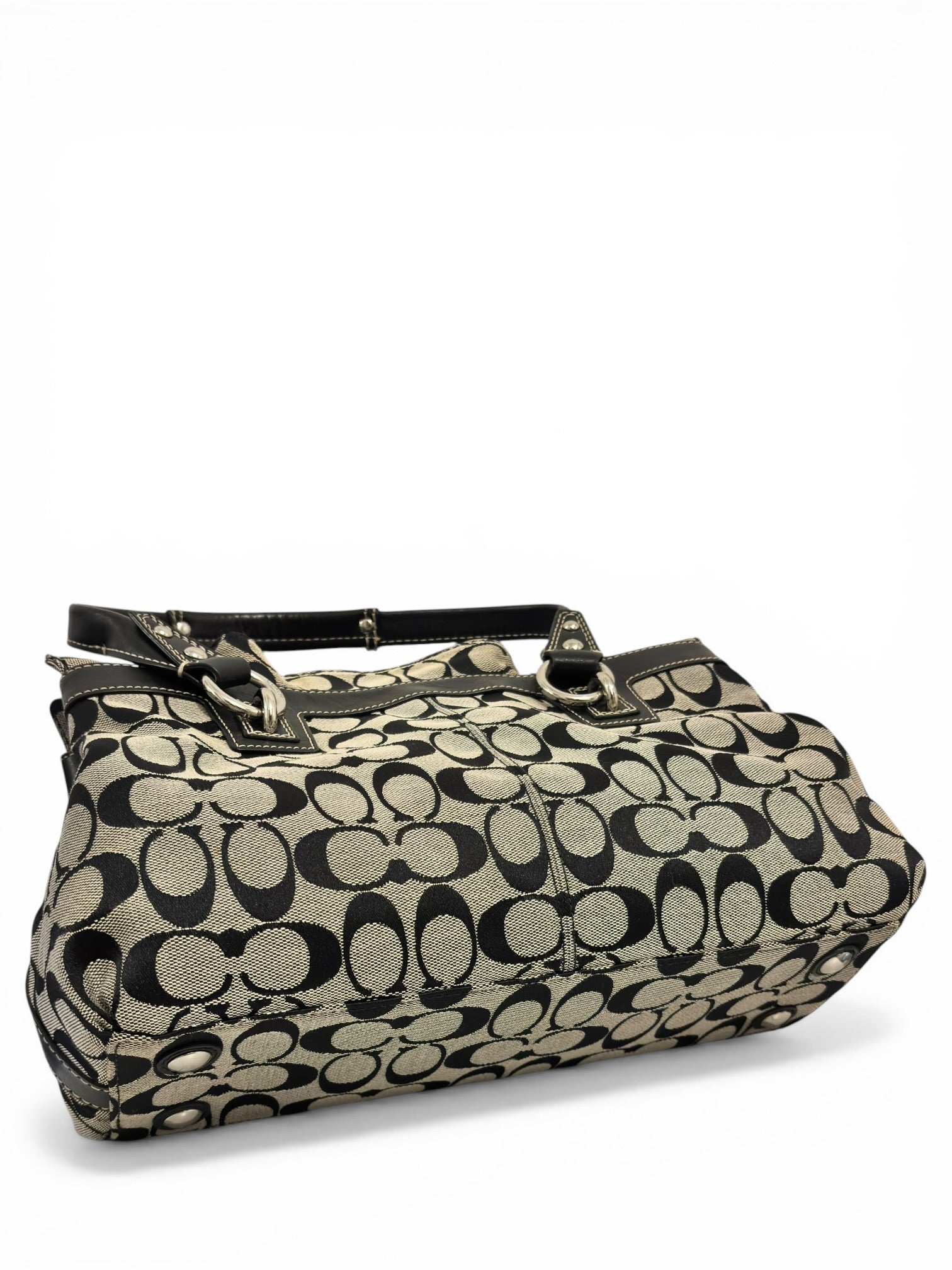 Coach Black & Grey Canvas Leather Penelope
Signature Tote Shoulder Bag