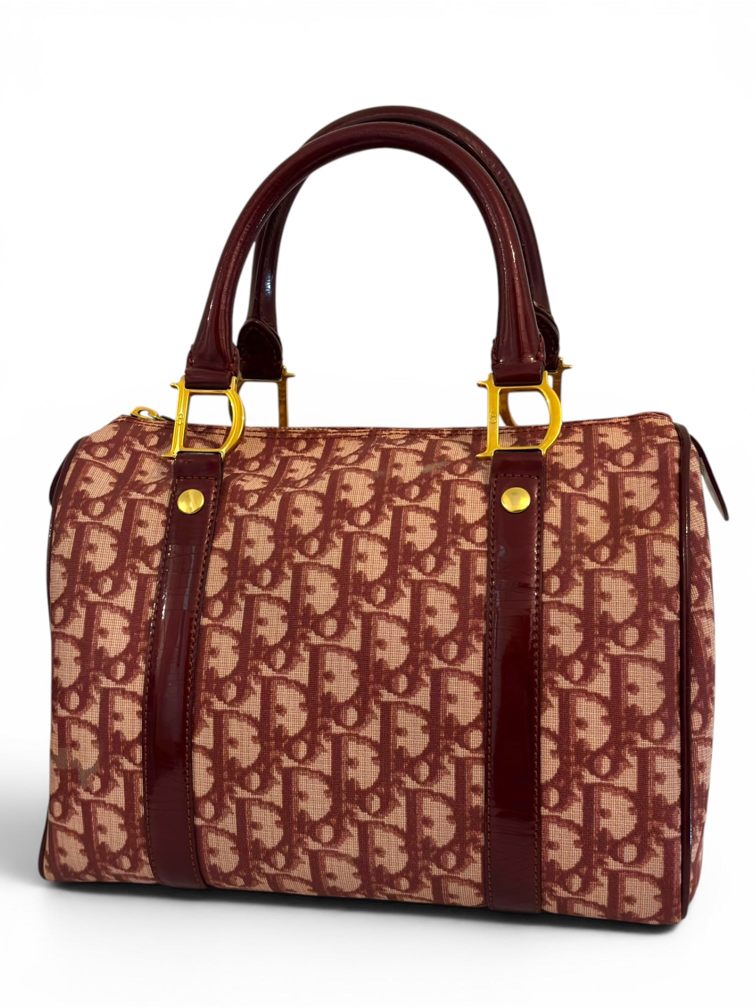 Christian Dior Rare Red / Burgundy Diorissimo
Trotter Lock & Key Vintage Boston Shoulder Bag