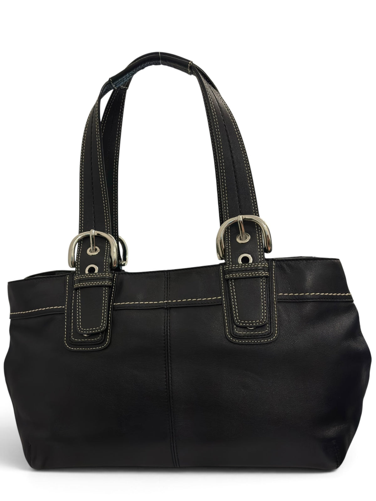 Vintage Coach Soho Bag F13732 Pleated Black Leather Tote