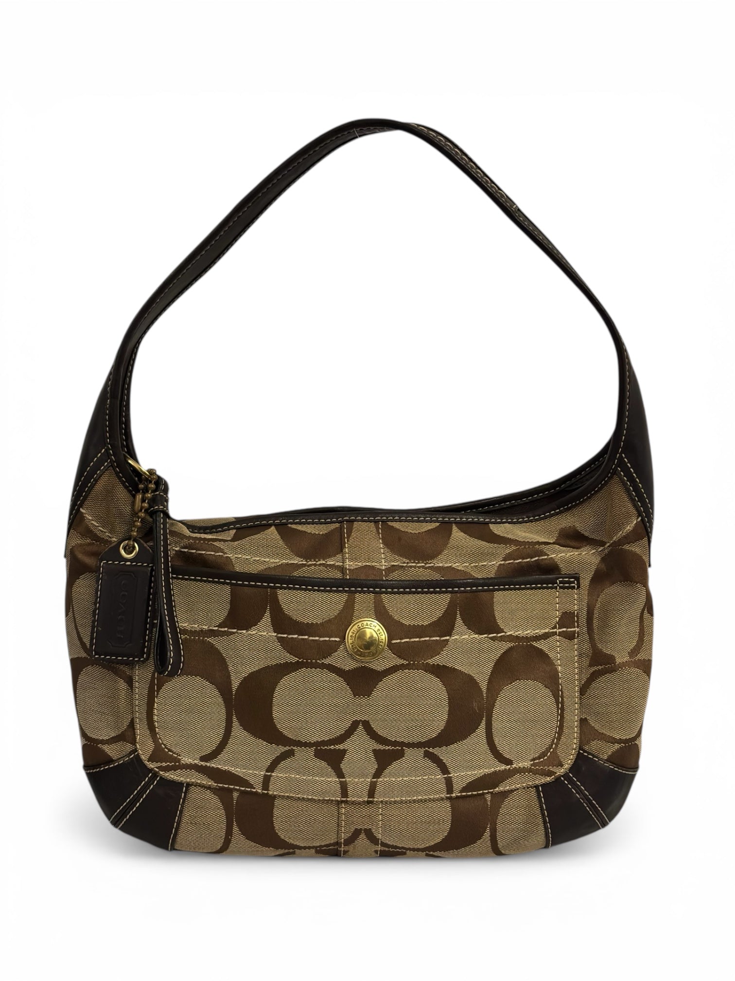Coach Brown Signature 'Ergo' Canvas & Leather Vintage Hobo Shoulder Bag