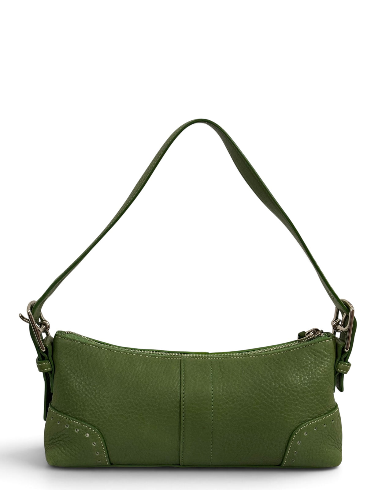 Vintage Coach Demi Baguette Bag 5052 In Rare Green Pebbled Leather