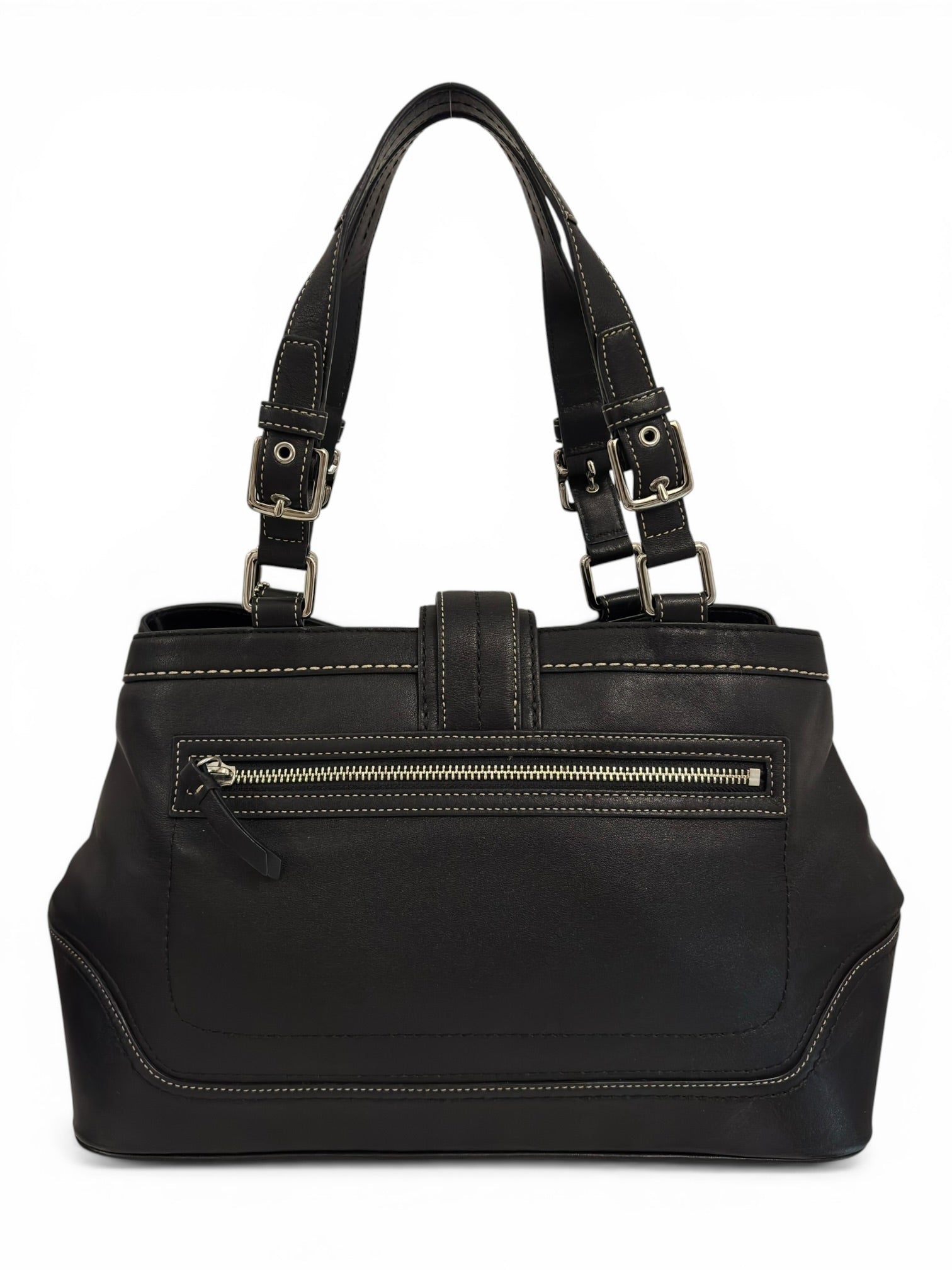 Coach Black Soft Leather Hampton Soho Buckle
Tote Shoulder Bag