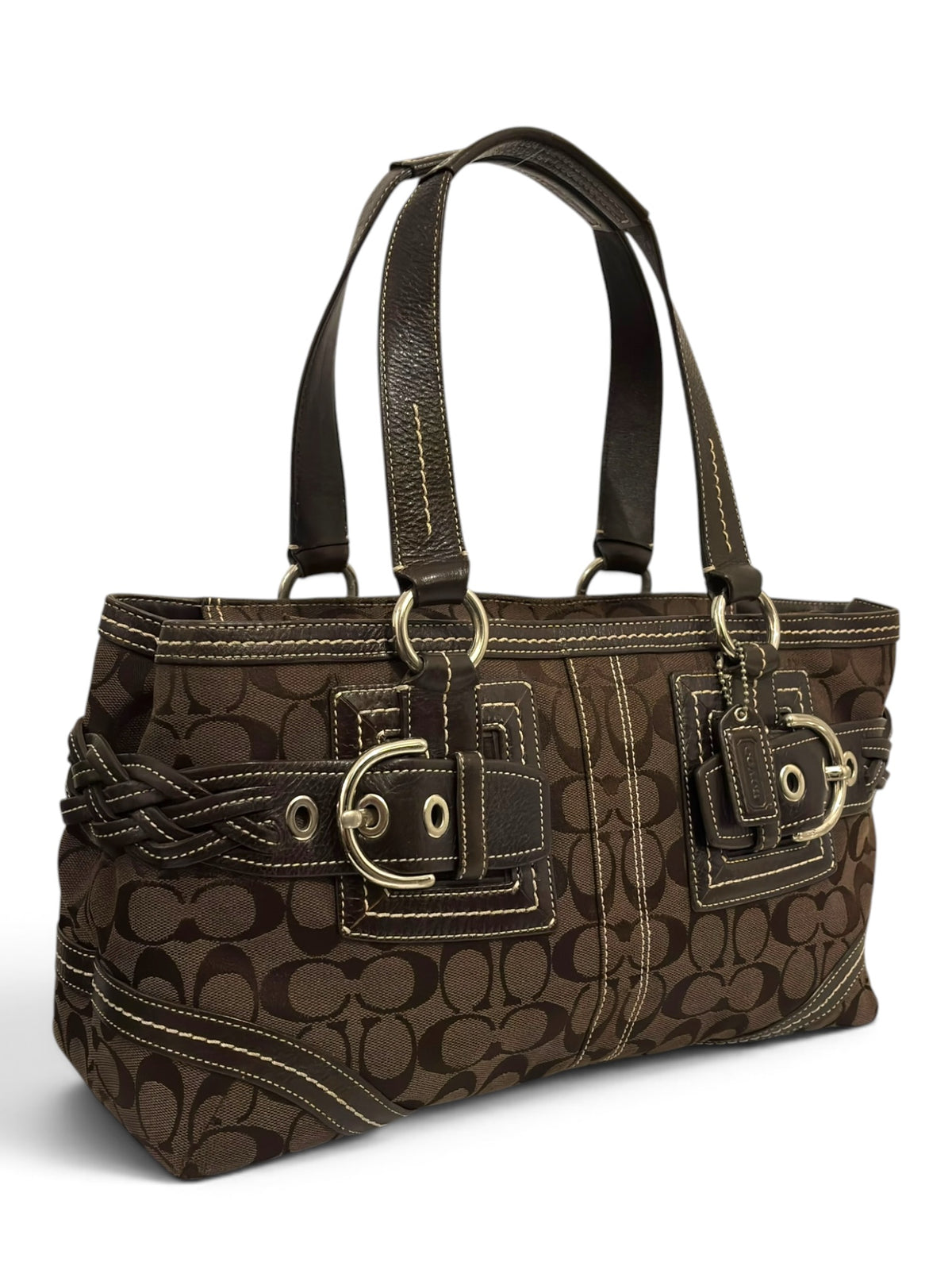 Vintage Coach Soho Bag Signature Brown Braided Tote 05089