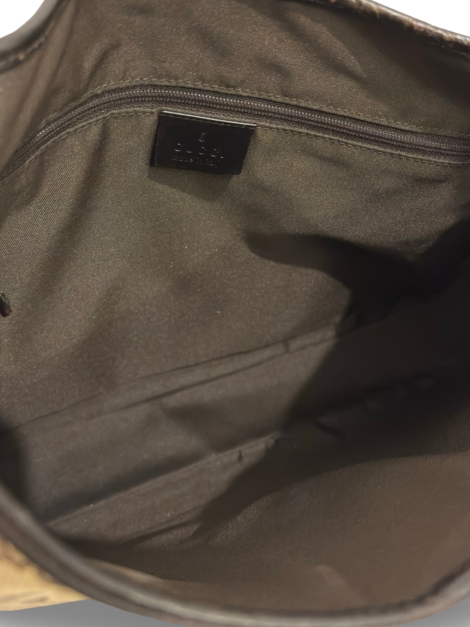 Gucci Jackie Canvas & Leather Brown Green Signature Stripe Vintage Hobo Shoulder Bag
